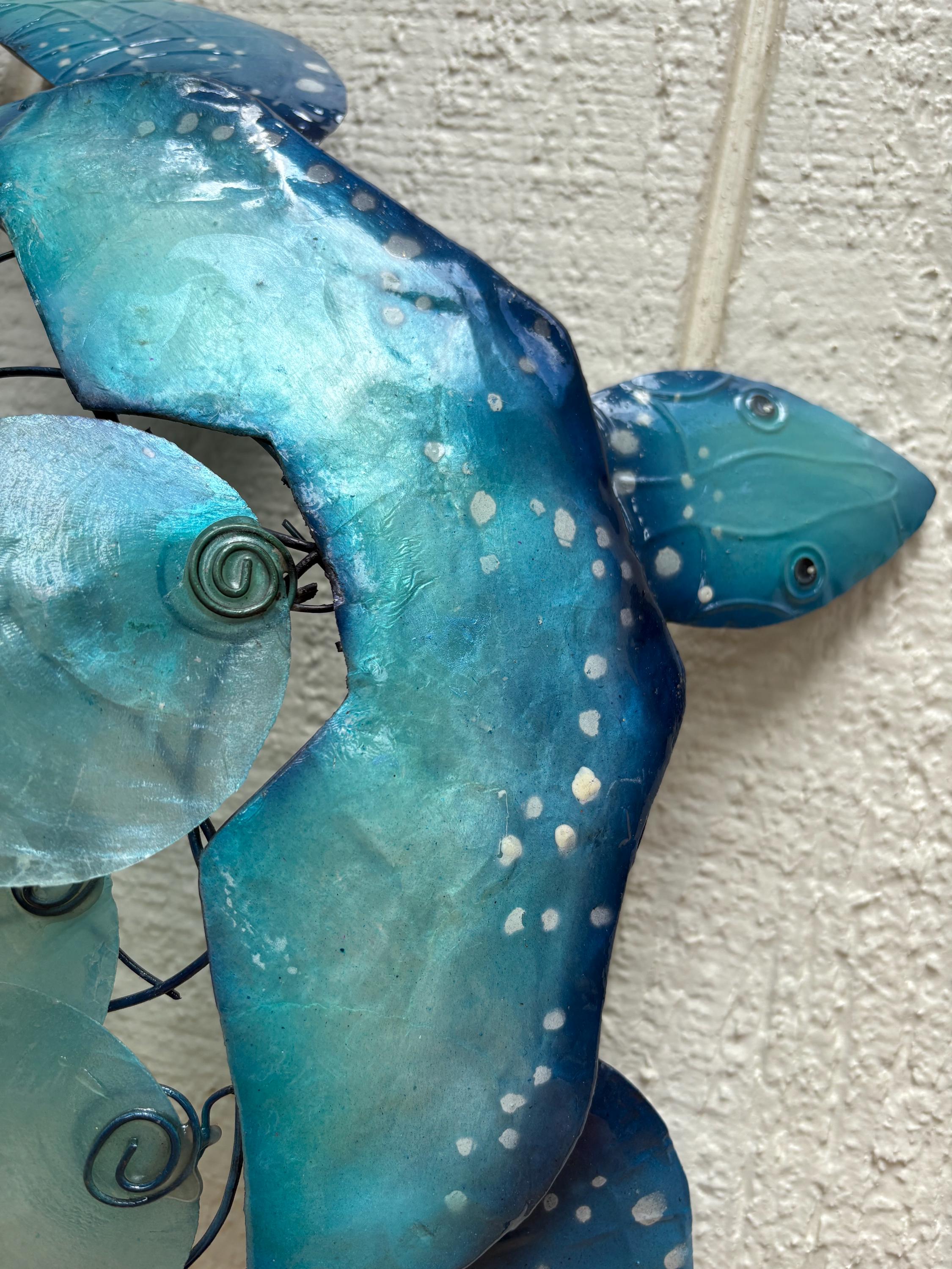 Sea Turtle Metal Wall Hanging Unique With Capiz Shells Nautical Home Decor Bathroom Ocean Theme Tropical Wall Art Beach House Nautical Decor