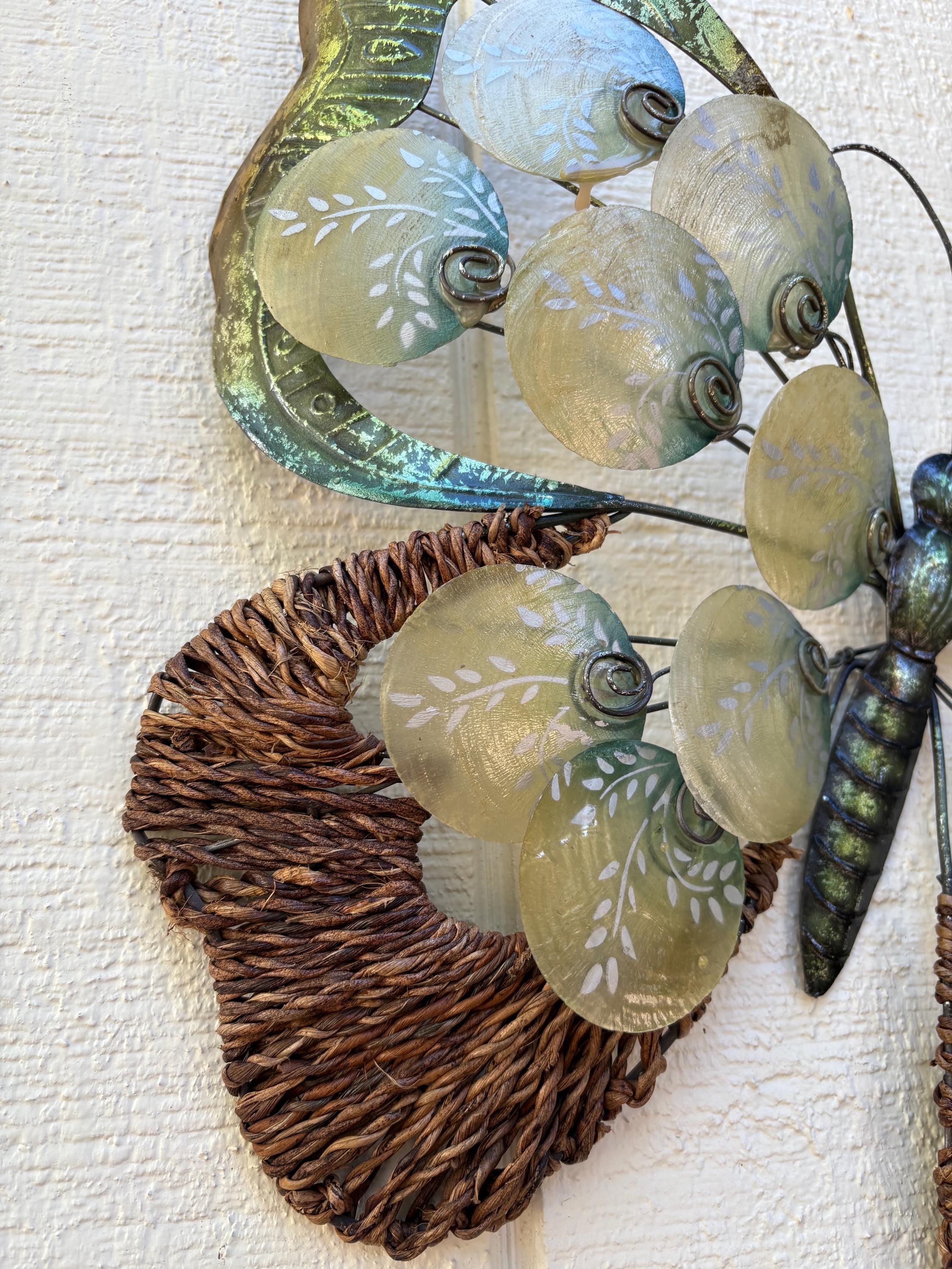 Butterfly Metal Wall Art Tropical Garden And Home Decor Made Unique With Capiz Shells And Reed Butterflies For Nature Inspired Patio Decor