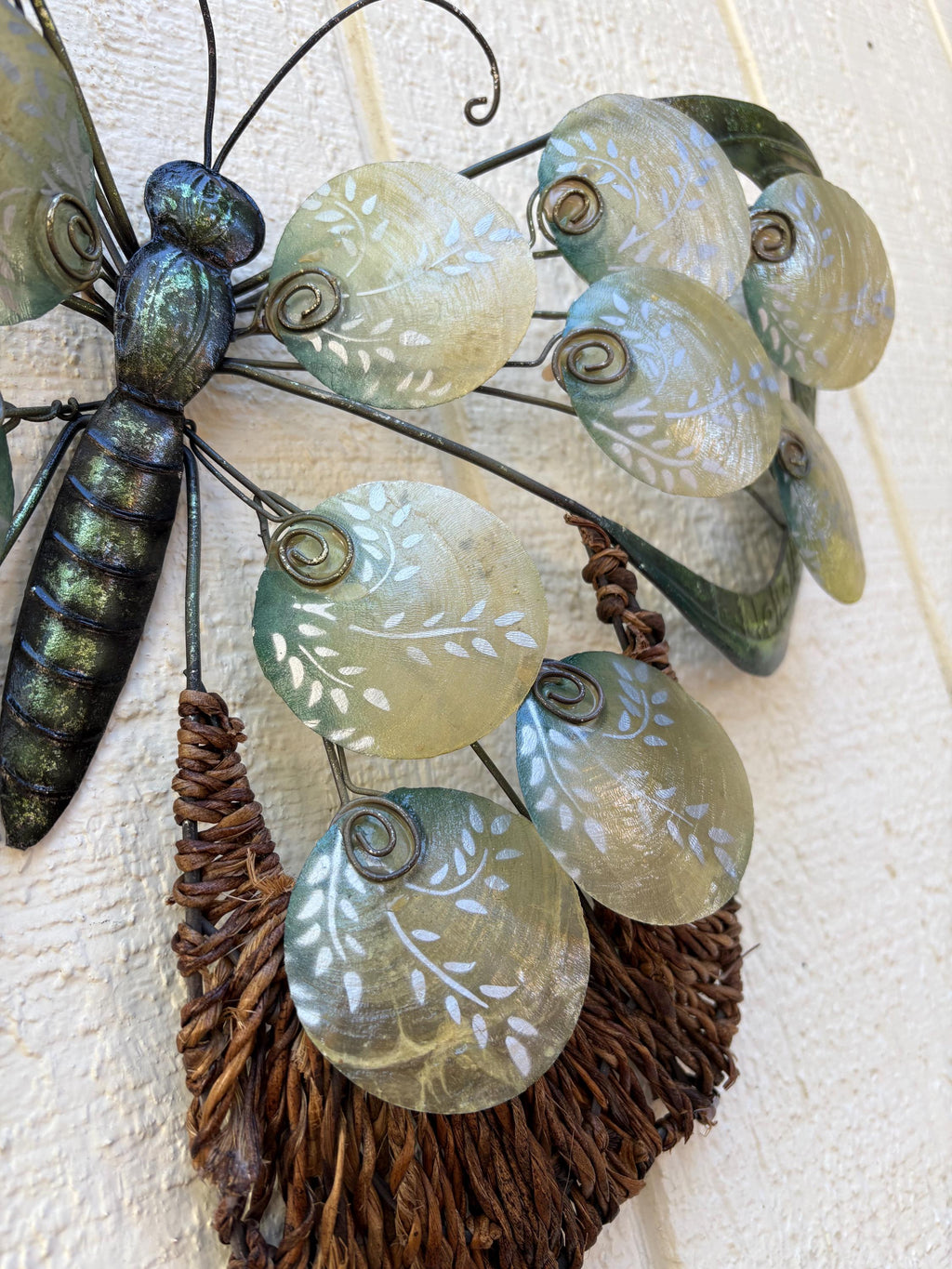 Butterfly Metal Wall Art Tropical Garden And Home Decor Made Unique With Capiz Shells And Reed Butterflies For Nature Inspired Patio Decor