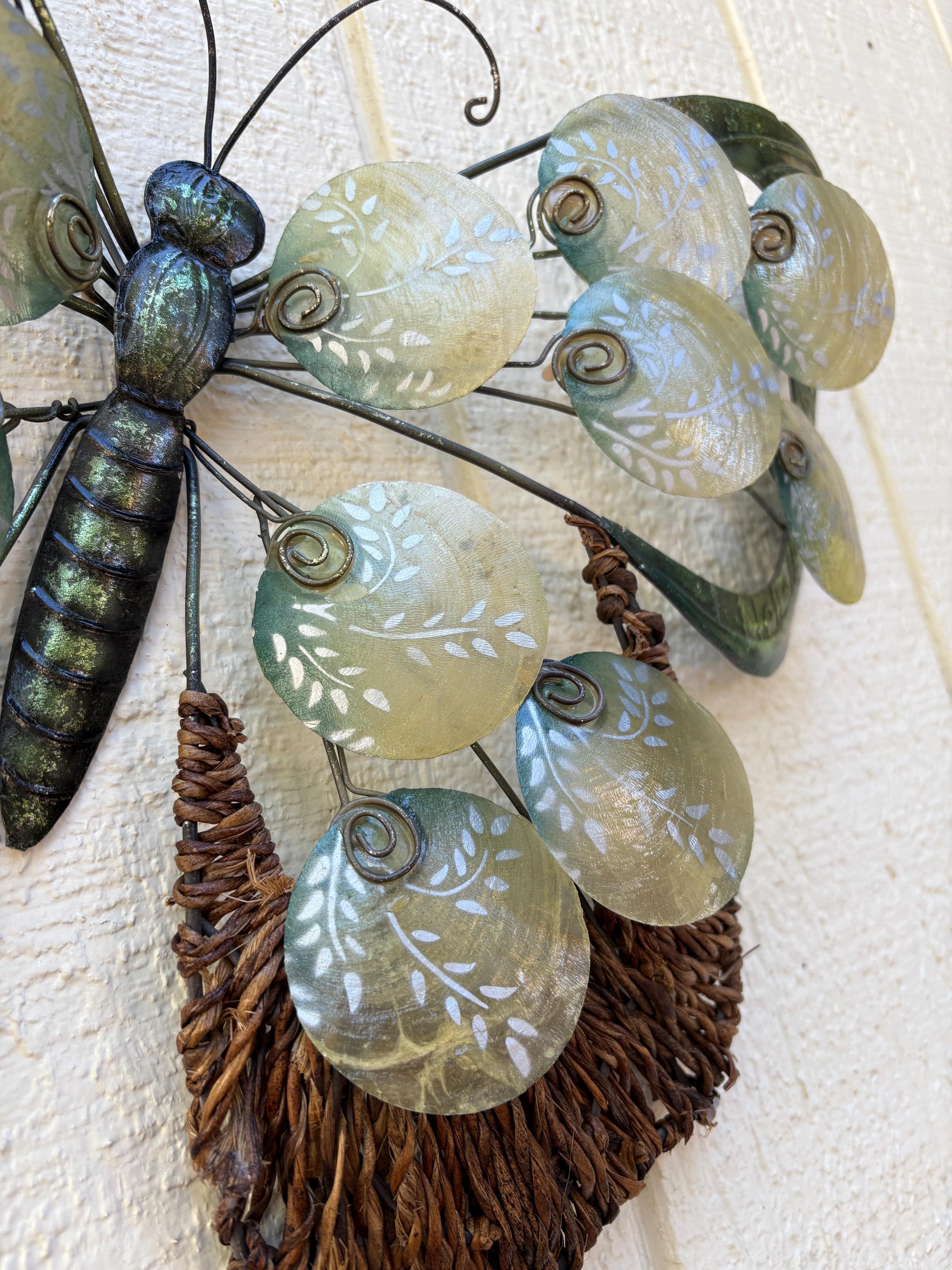 Butterfly Metal Wall Art Tropical Garden And Home Decor Made Unique With Capiz Shells And Reed Butterflies For Nature Inspired Patio Decor