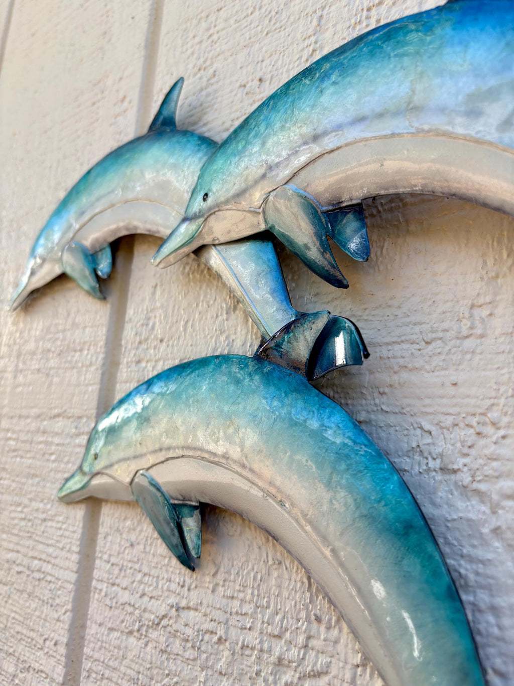 Dolphin Metal Wall Art Nautical Home Decor Marine Life Made Unique With Capiz Shells For A Beautiful Beach Tropical And Coastal Wall Decor