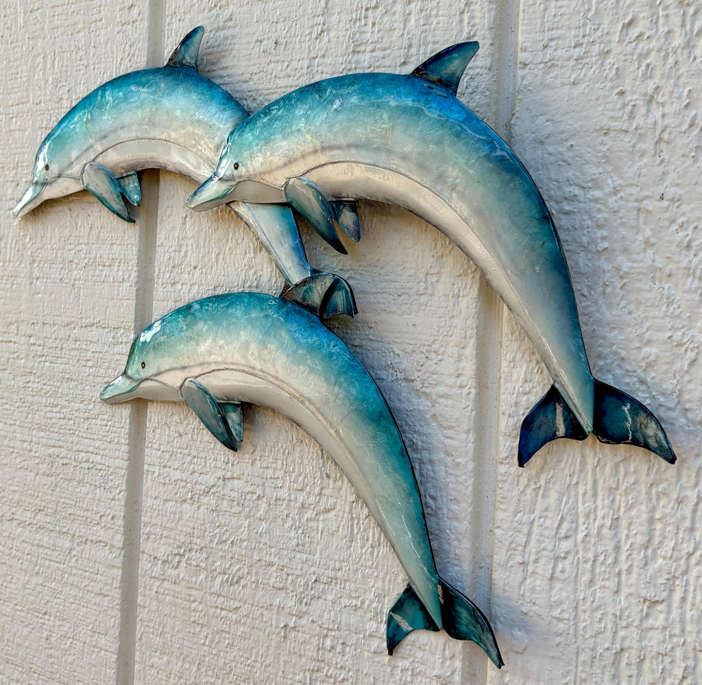 Dolphin Metal Wall Art Nautical Home Decor Marine Life Made Unique With Capiz Shells For A Beautiful Beach Tropical And Coastal Wall Decor