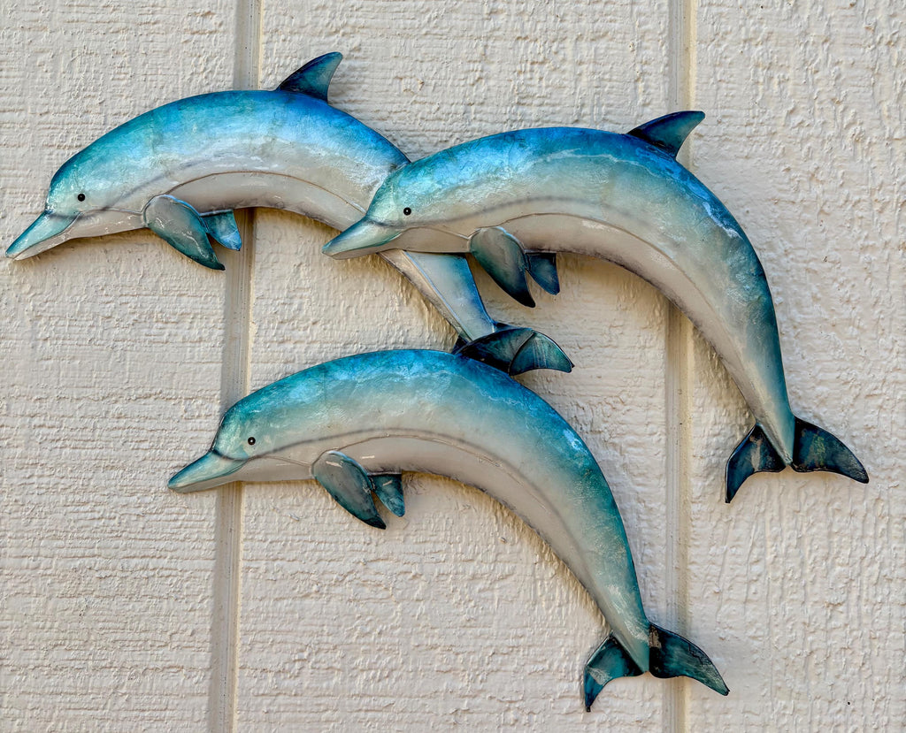 Dolphin Metal Wall Art Nautical Home Decor Marine Life Made Unique With Capiz Shells For A Beautiful Beach Tropical And Coastal Wall Decor