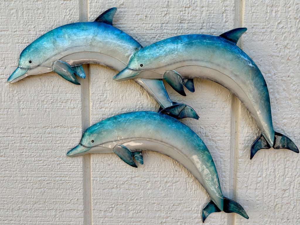 Dolphin Metal Wall Art Nautical Home Decor Marine Life Made Unique With Capiz Shells For A Beautiful Beach Tropical And Coastal Wall Decor