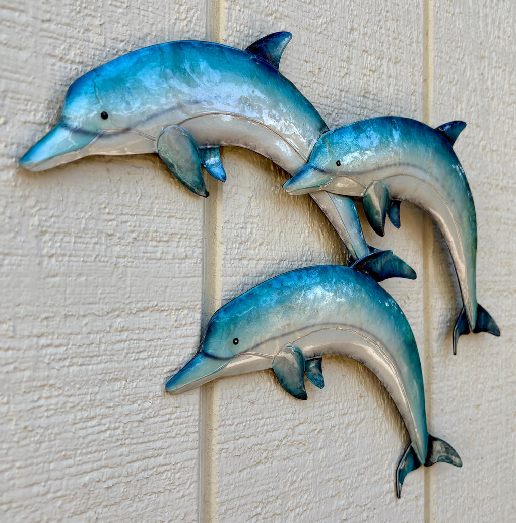 Dolphin Metal Wall Art Nautical Home Decor Marine Life Made Unique With Capiz Shells For A Beautiful Beach Tropical And Coastal Wall Decor