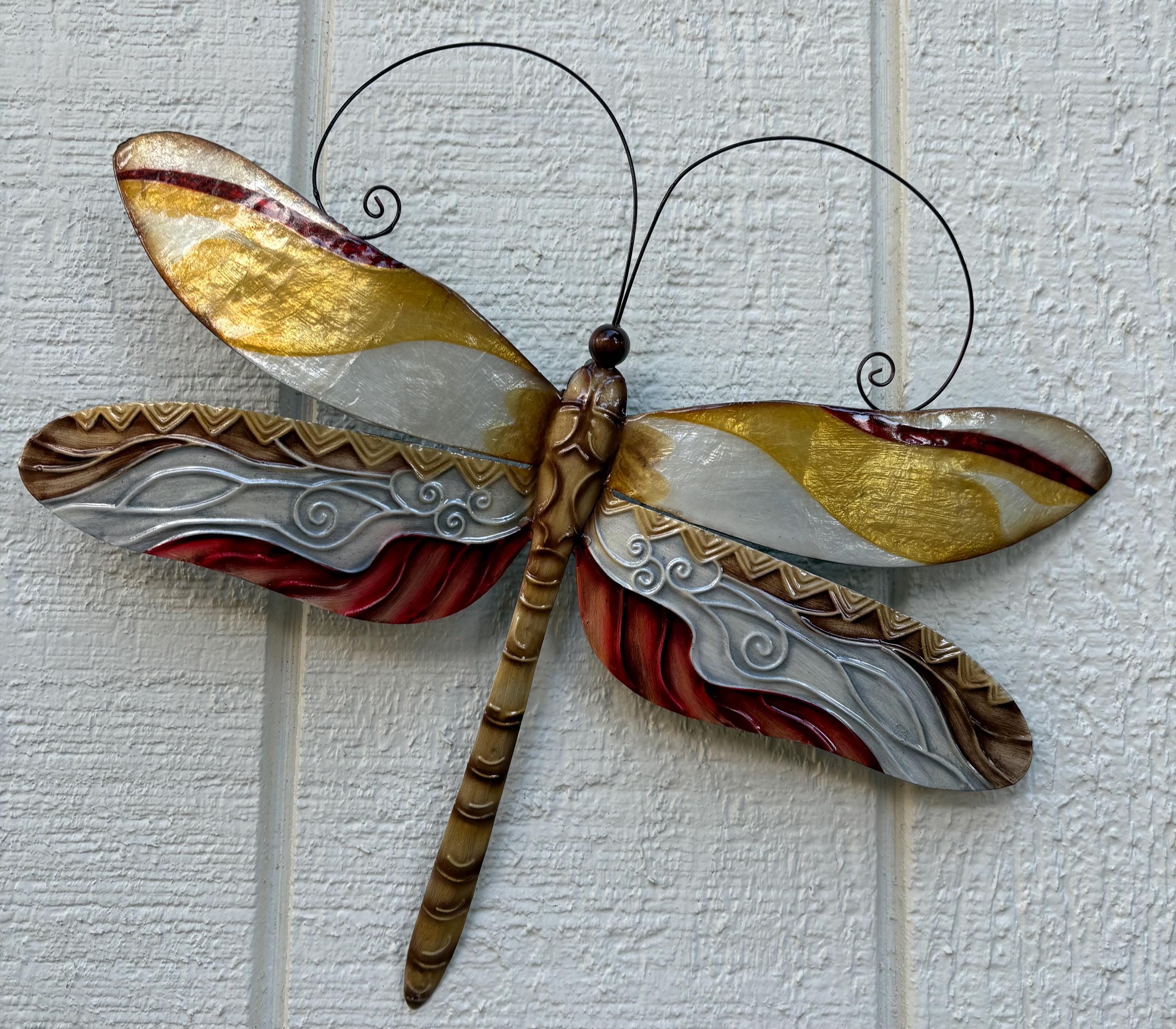 Dragonfly Tropical Metal Wall Decor Made Unique With Capiz Shells Dragonflies Nature Inspired Home Garden Patio Decor Bathroom wall Decor
