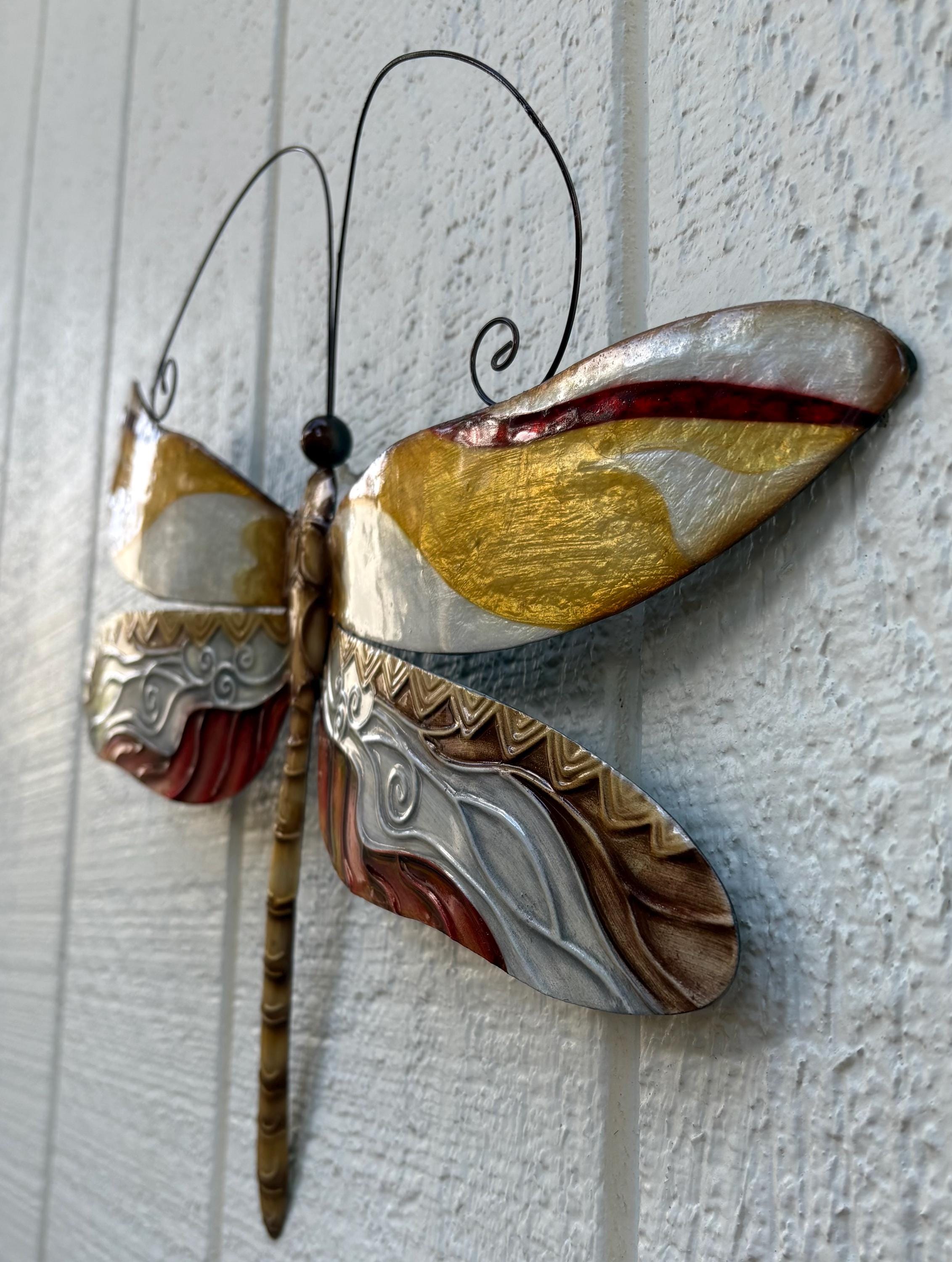 Dragonfly Tropical Metal Wall Decor Made Unique With Capiz Shells Dragonflies Nature Inspired Home Garden Patio Decor Bathroom wall Decor