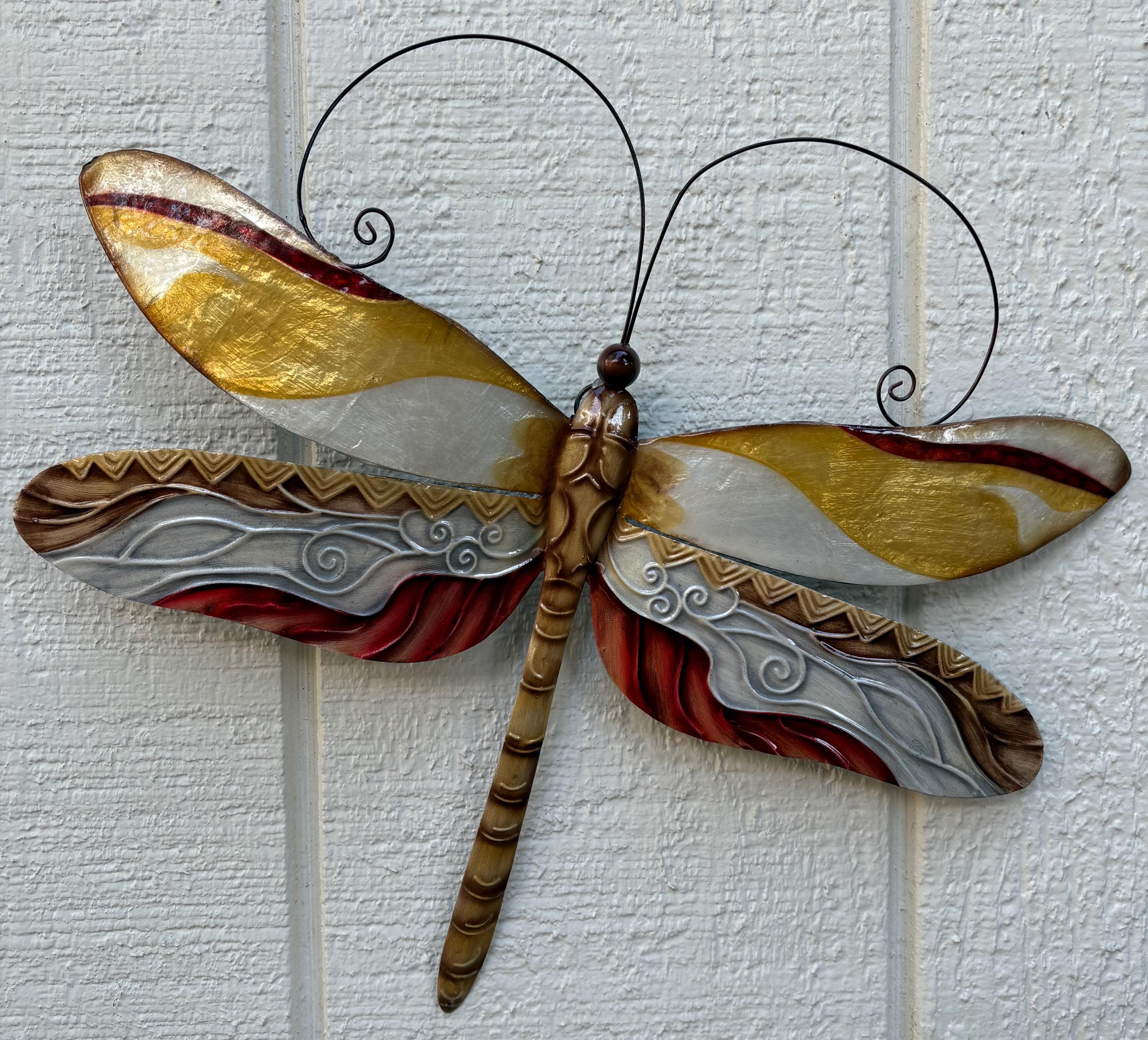 Dragonfly Tropical Metal Wall Decor Made Unique With Capiz Shells Dragonflies Nature Inspired Home Garden Patio Decor Bathroom wall Decor