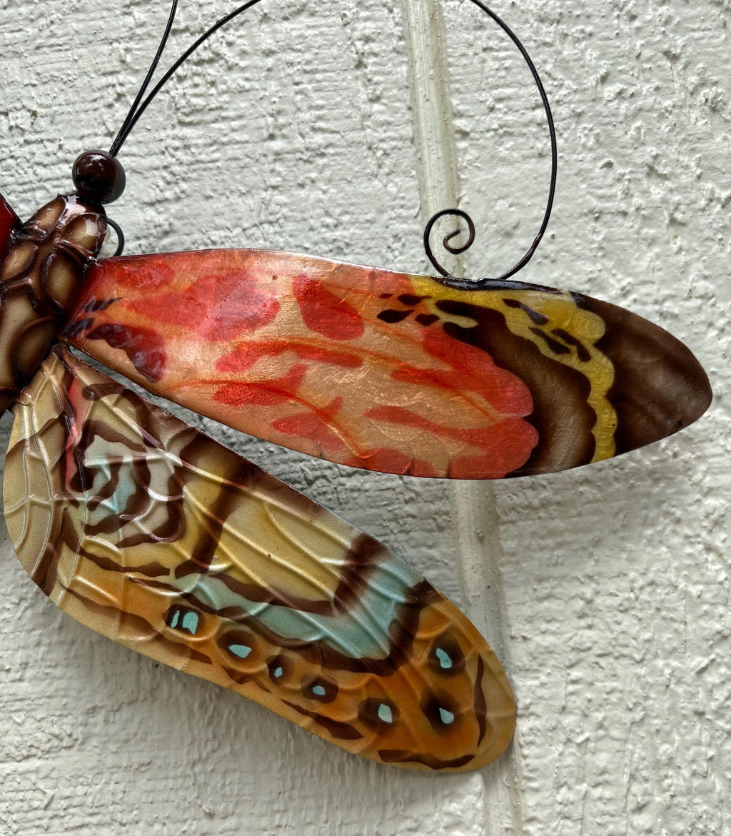 Dragonfly Metal Wall Art Tropical Beach House Decor Made Unique With Capiz Patio Yard & Garden Art Dragonflies Nature Inspired Gifts