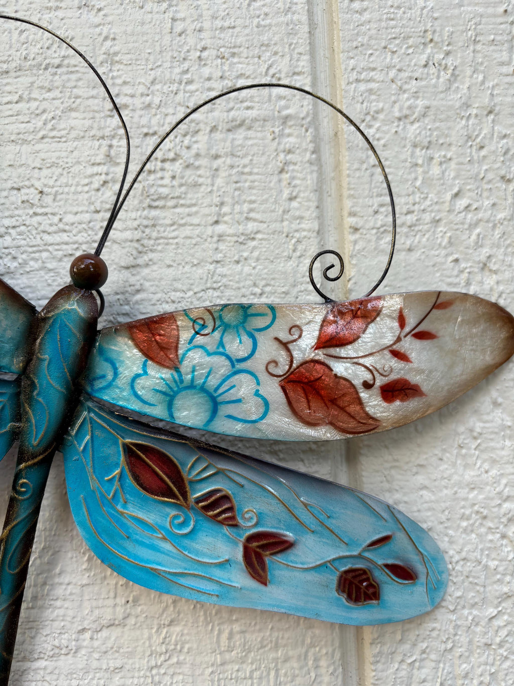 Dragonfly Metal Wall Art Made Unique With Capiz Shells Tropical Home And Yard Decor Dragonflies Symbolize Transformation Of New Beginnings