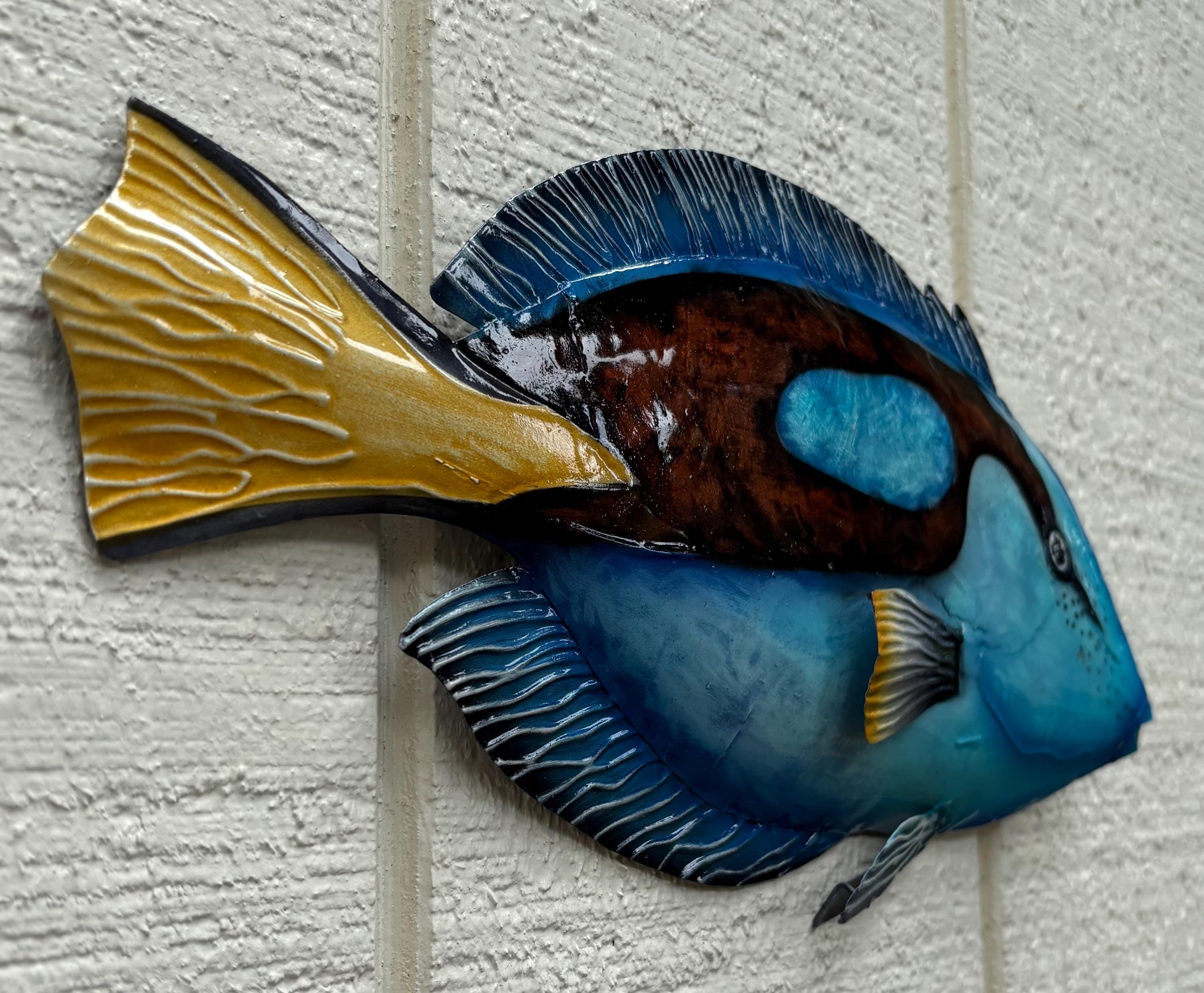 Metal Fish Wall Art Made Unique With Capiz Shells Tropical Beach & Ocean Theme Home Decor Beach House Coastal Metal Wall Art
