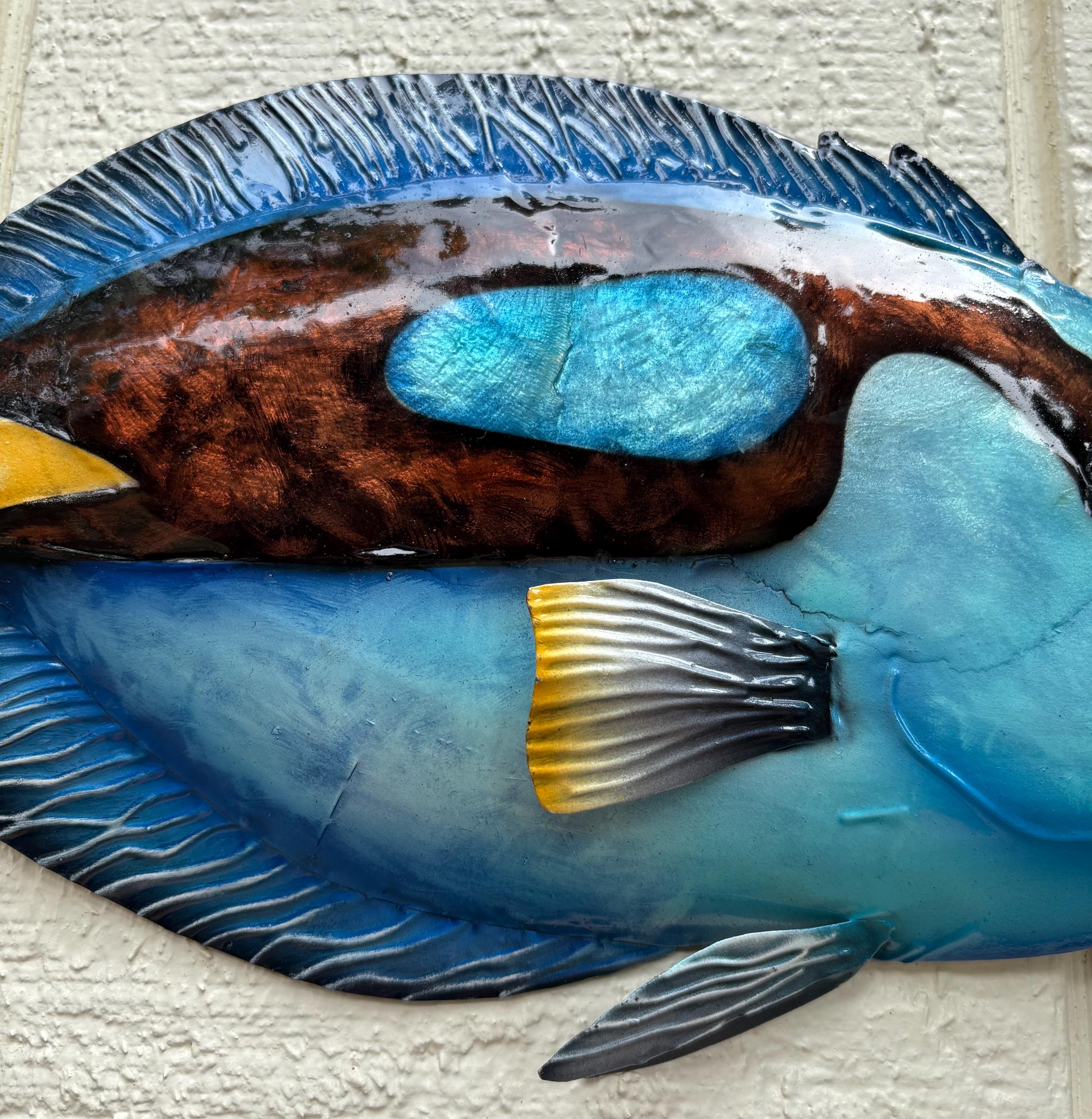 Metal Fish Wall Art Made Unique With Capiz Shells Tropical Beach & Ocean Theme Home Decor Beach House Coastal Metal Wall Art