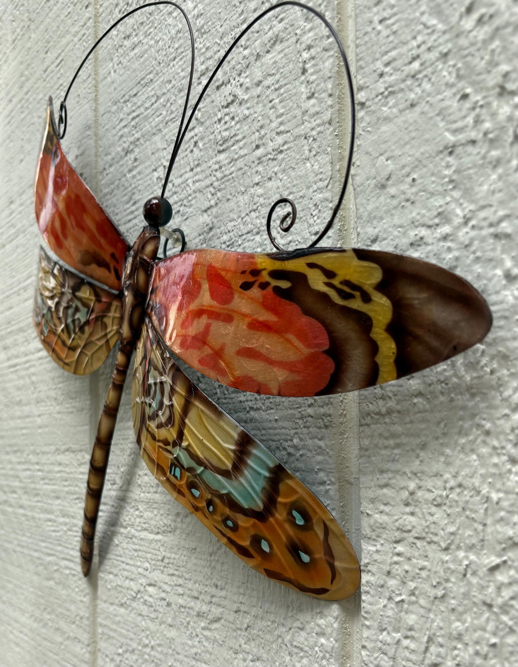 Dragonfly Metal Wall Art Tropical Beach House Decor Made Unique With Capiz Patio Yard & Garden Art Dragonflies Nature Inspired Gifts