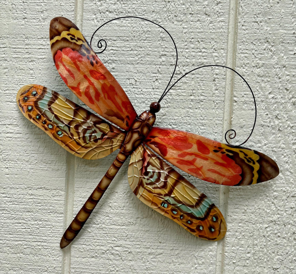 Dragonfly Metal Wall Art Tropical Beach House Decor Made Unique With Capiz Patio Yard & Garden Art Dragonflies Nature Inspired Gifts