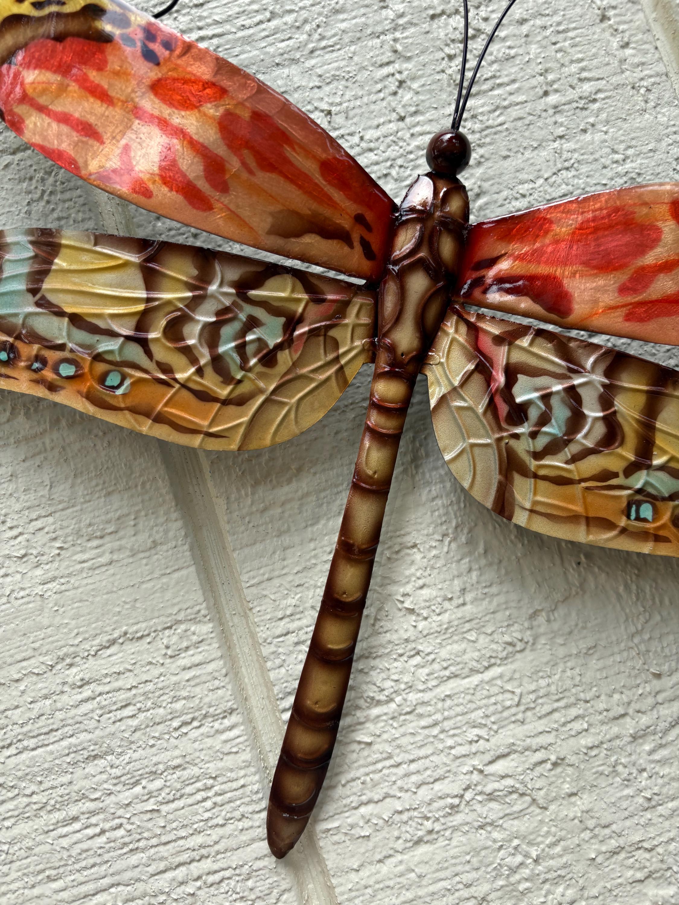 Dragonfly Metal Wall Art Tropical Beach House Decor Made Unique With Capiz Patio Yard & Garden Art Dragonflies Nature Inspired Gifts