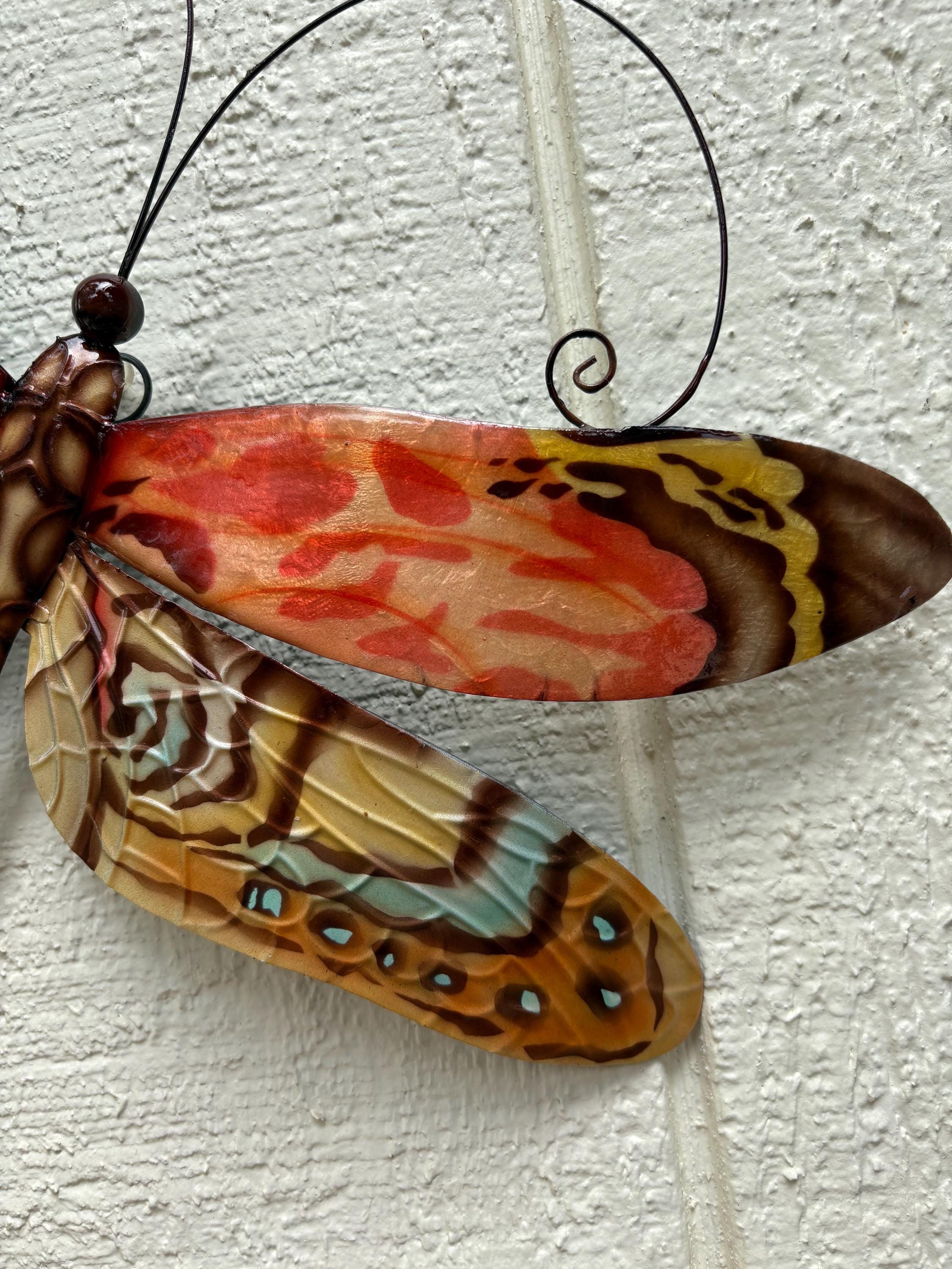 Dragonfly Metal Wall Art Tropical Beach House Decor Made Unique With Capiz Patio Yard & Garden Art Dragonflies Nature Inspired Gifts