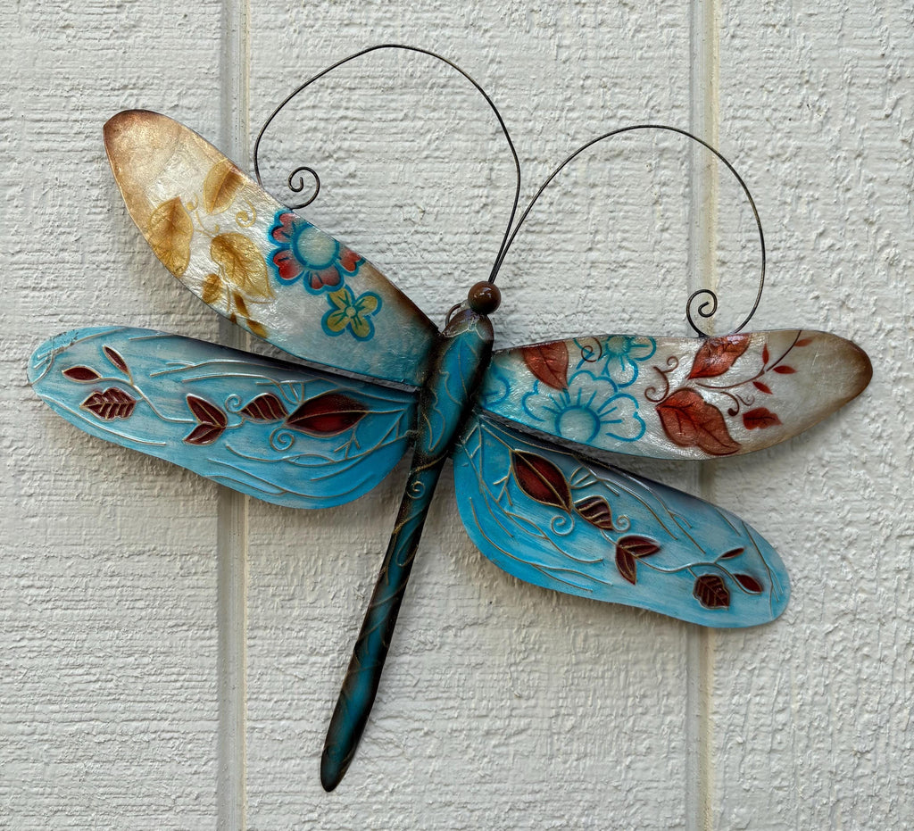 Dragonfly Metal Wall Art Made Unique With Capiz Shells Tropical Home And Yard Decor Dragonflies Symbolize Transformation Of New Beginnings