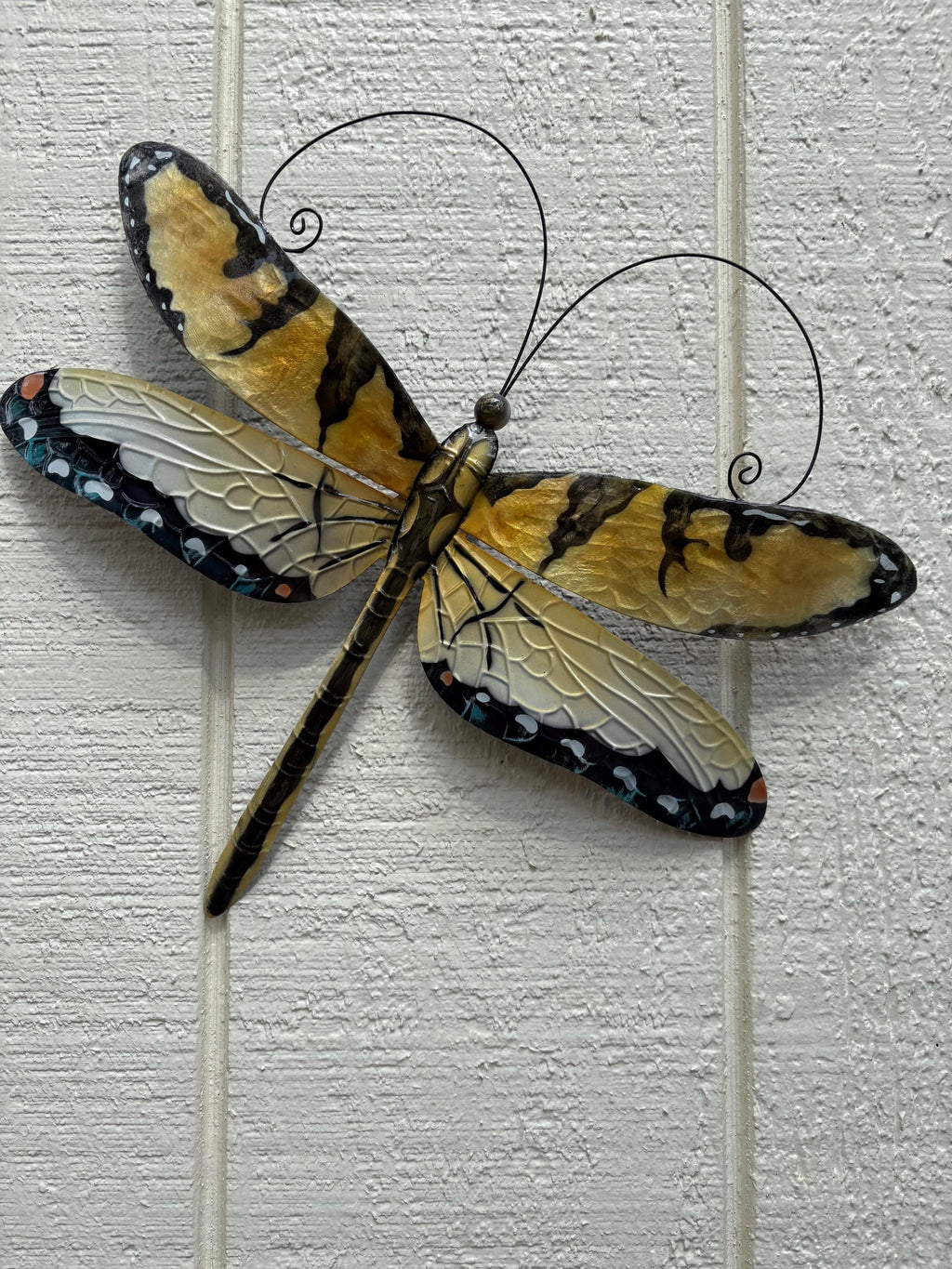 Dragonfly Metal Wall Art Tropical Beach House Decor Made Unique With Capiz Patio Yard & Garden Art Dragonflies Nature Inspired Gifts