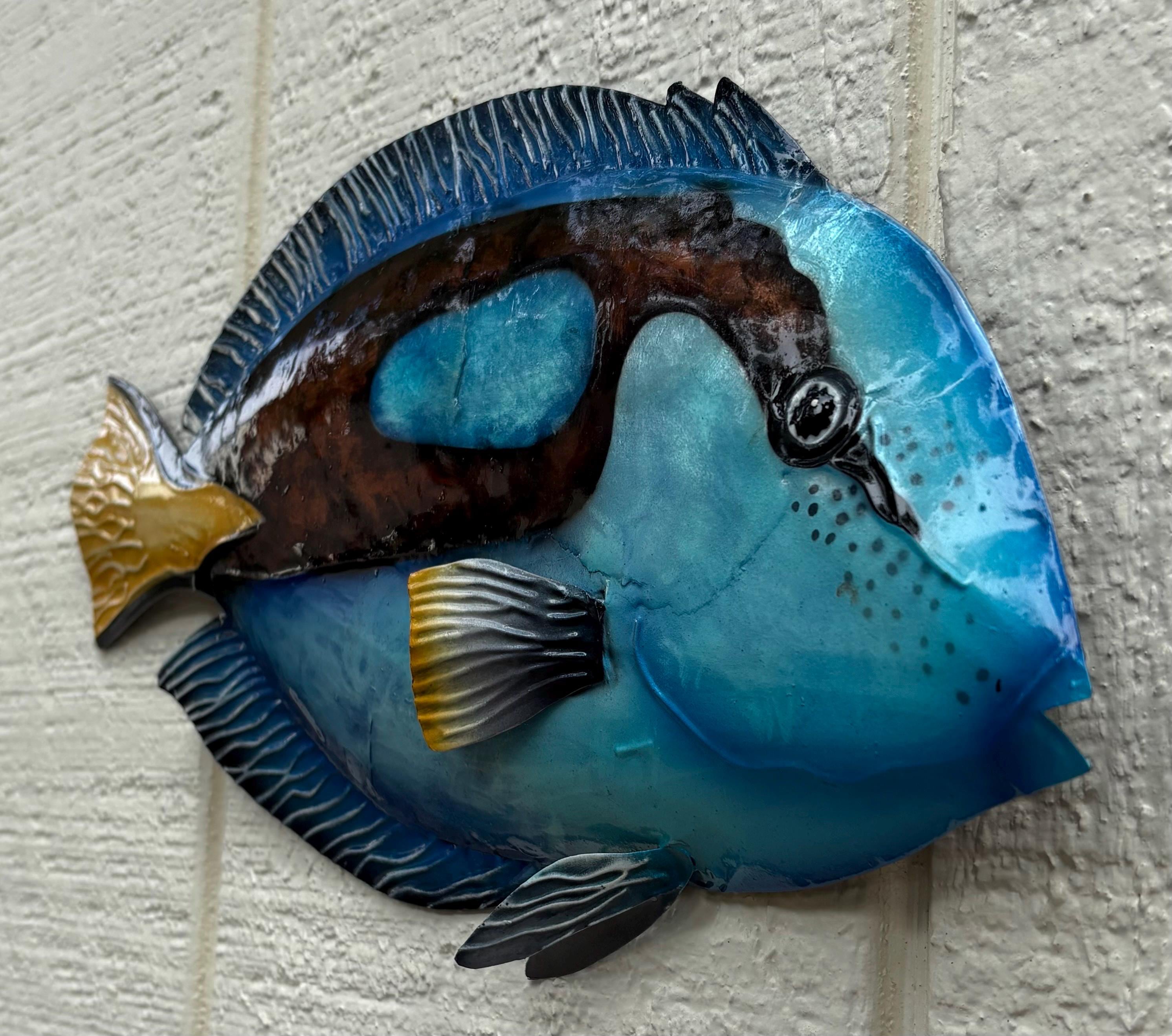 Metal Fish Wall Art Made Unique With Capiz Shells Tropical Beach & Ocean Theme Home Decor Beach House Coastal Metal Wall Art