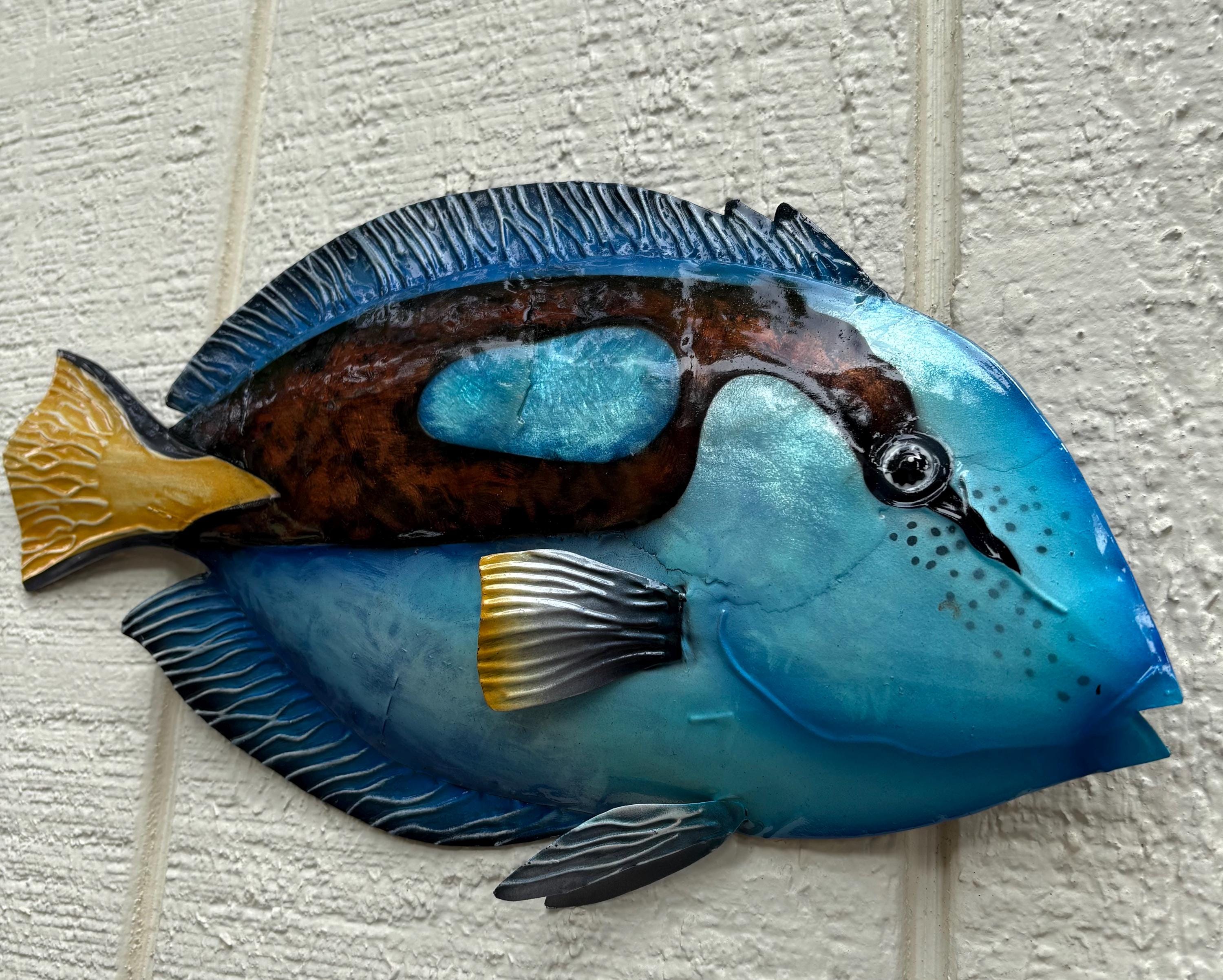 Metal Fish Wall Art Made Unique With Capiz Shells Tropical Beach & Ocean Theme Home Decor Beach House Coastal Metal Wall Art