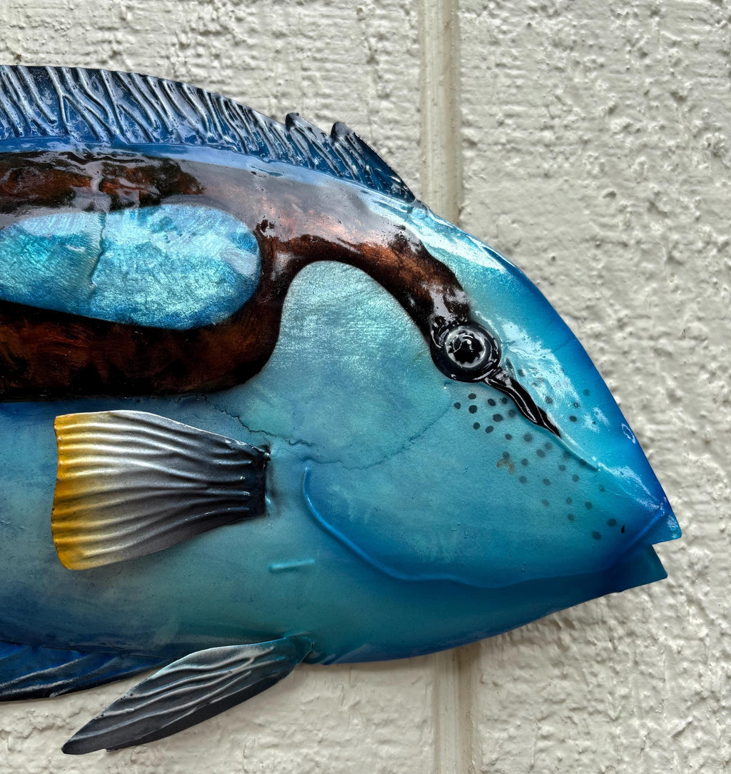 Metal Fish Wall Art Made Unique With Capiz Shells Tropical Beach & Ocean Theme Home Decor Beach House Coastal Metal Wall Art