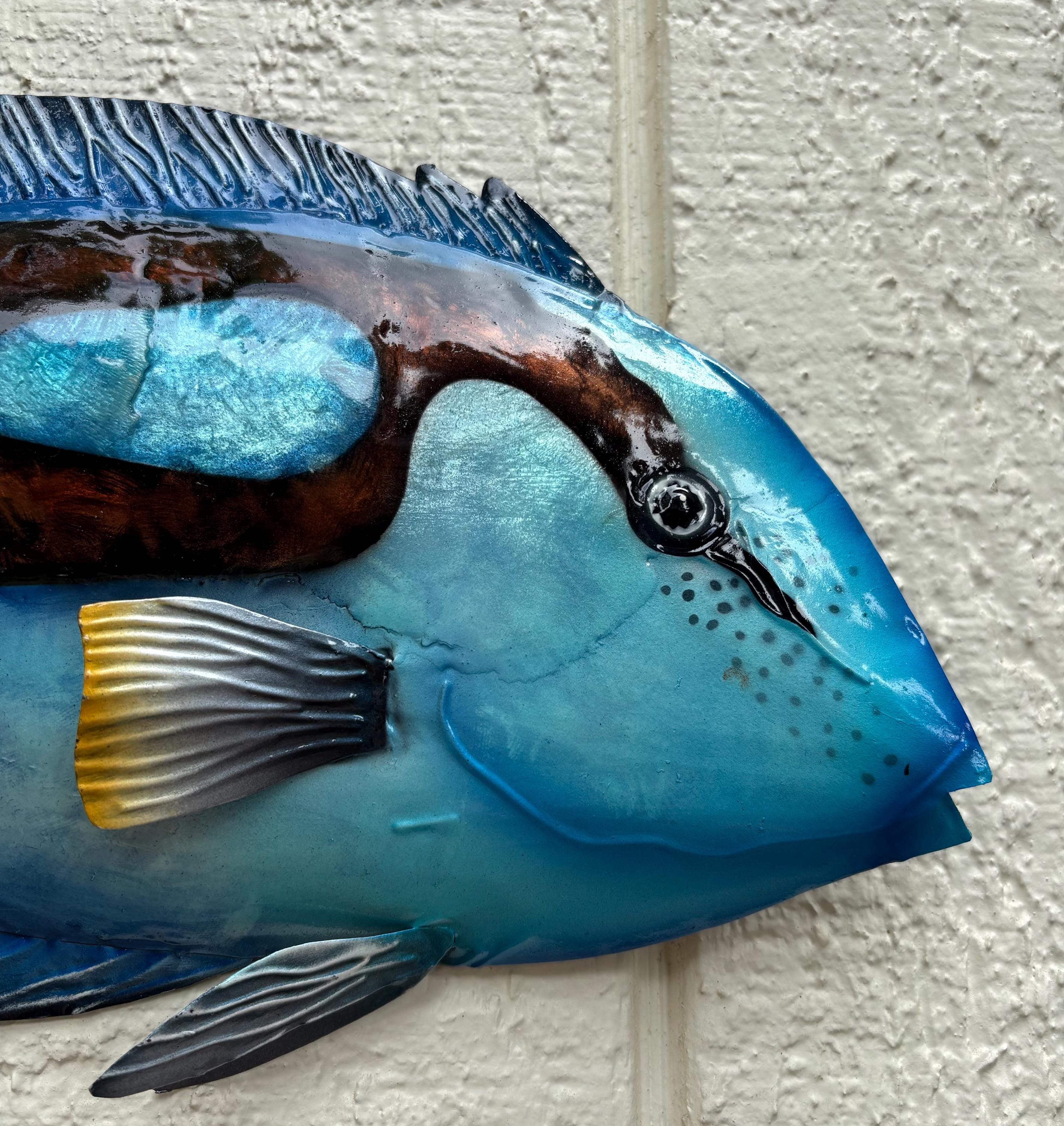 Metal Fish Wall Art Made Unique With Capiz Shells Tropical Beach & Ocean Theme Home Decor Beach House Coastal Metal Wall Art