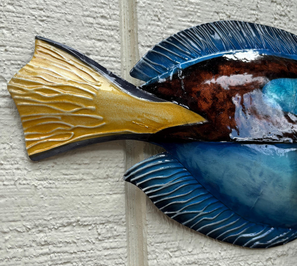 Metal Fish Wall Art Made Unique With Capiz Shells Tropical Beach & Ocean Theme Home Decor Beach House Coastal Metal Wall Art