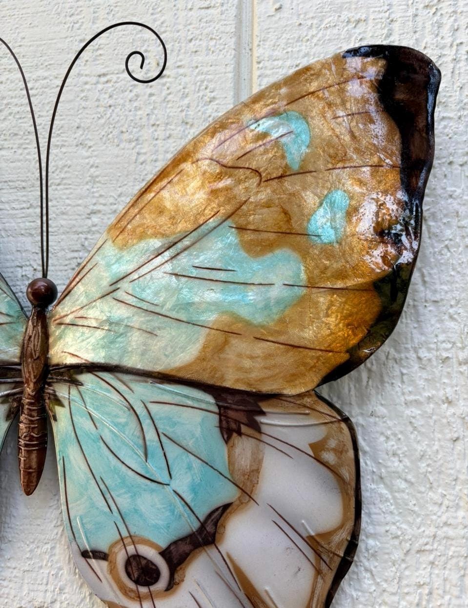 Butterfly Lover Metal Wall Decor Tropical Patio Yard & Garden Home Decor Made Unique With Capiz Shells Butterflies Nature Inspired Gifts