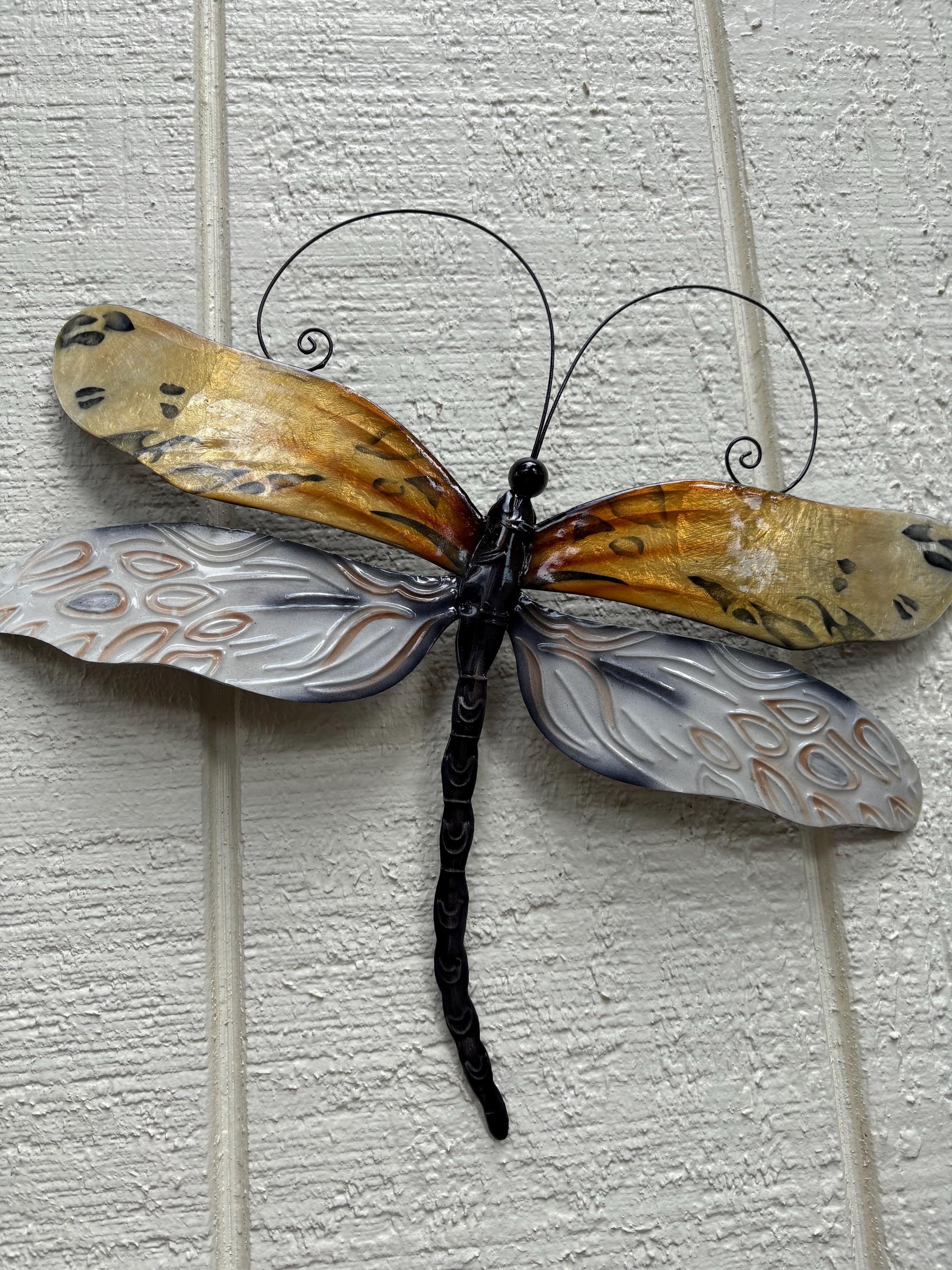 Dragonflies Metal Wall Art Made Unique With Capiz Shells Dragonfly Wall Decor Tropical Nature Inspired Art Home Or Patio And Garden Art