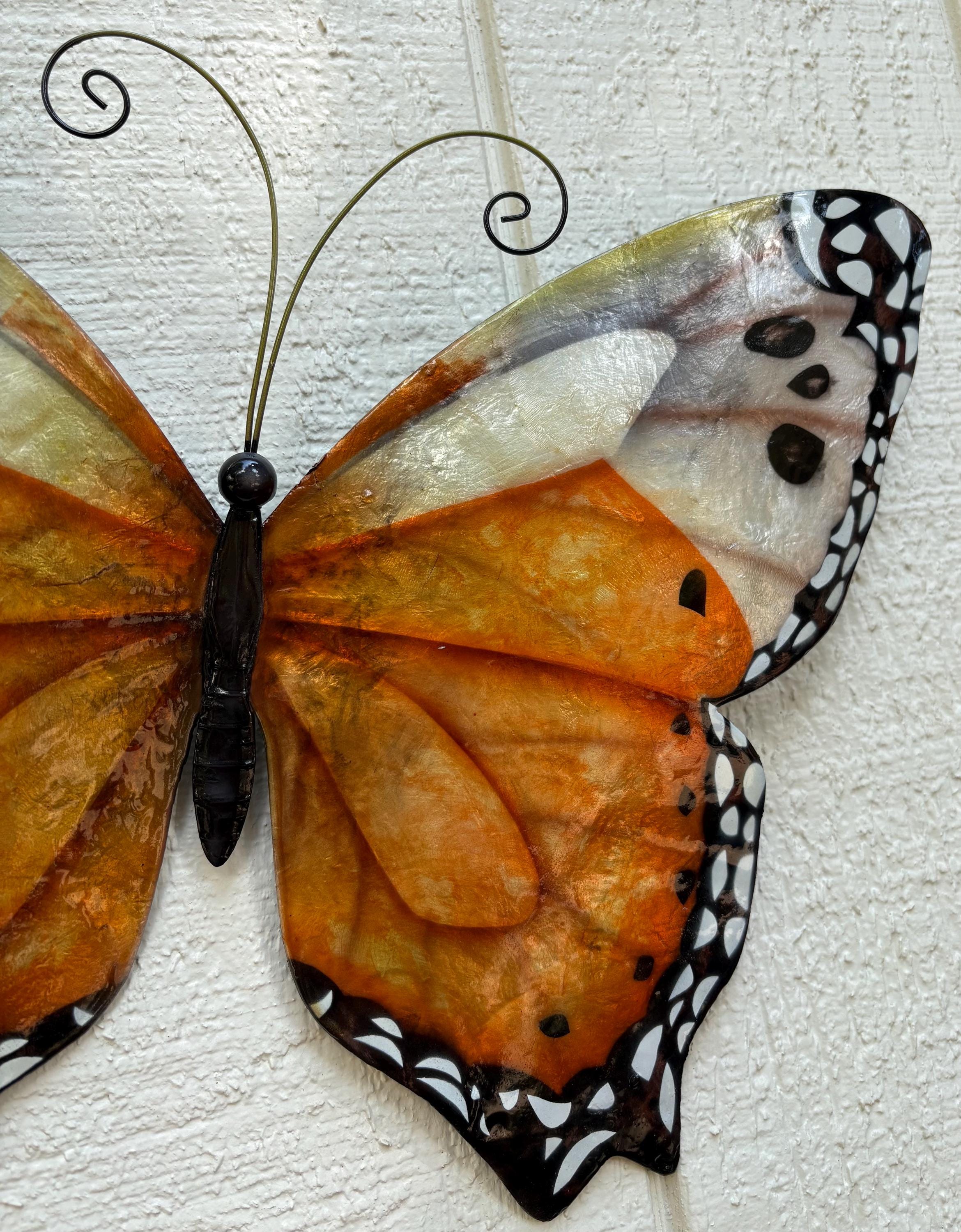 Butterfly Lover Metal Wall Decor Tropical Patio Yard & Garden Home Decor Made Unique With Capiz Shells Butterflies Nature Inspired Gifts