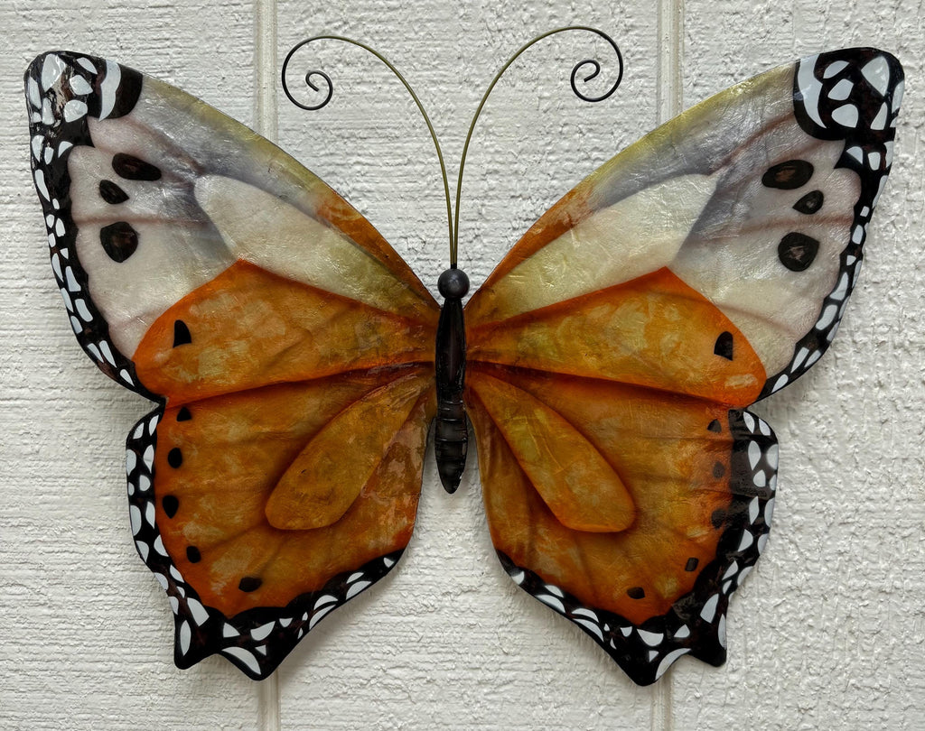 Butterfly Lover Metal Wall Decor Tropical Patio Yard & Garden Home Decor Made Unique With Capiz Shells Butterflies Nature Inspired Gifts