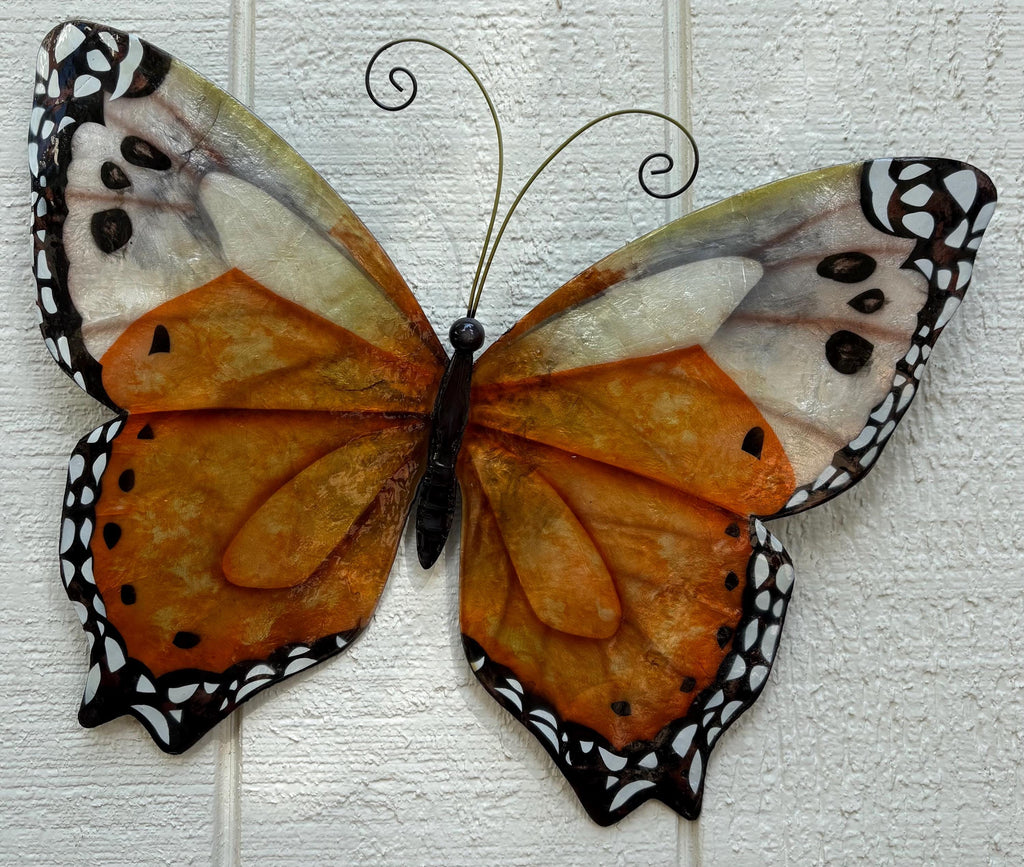Butterfly Lover Metal Wall Decor Tropical Patio Yard & Garden Home Decor Made Unique With Capiz Shells Butterflies Nature Inspired Gifts