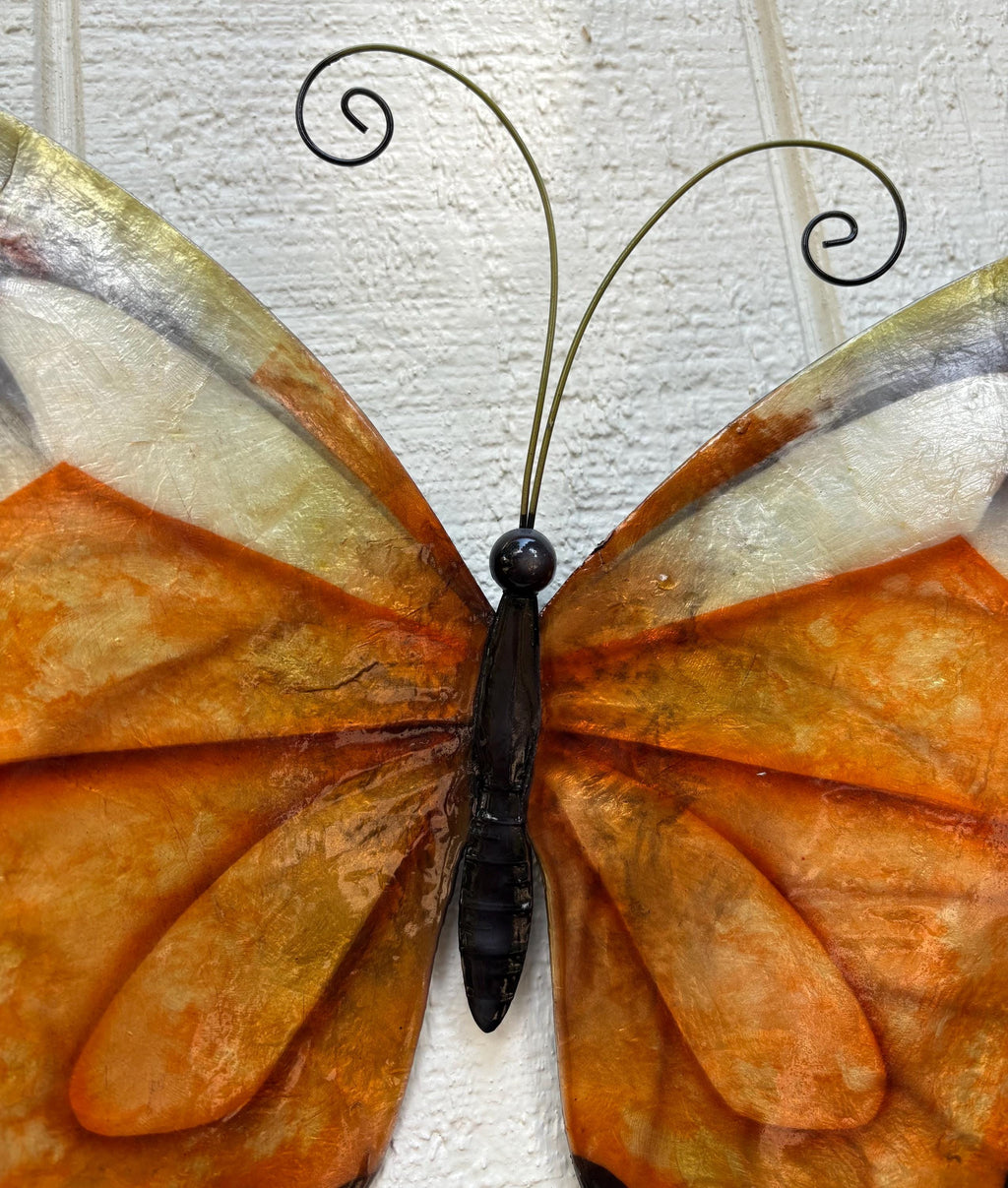 Butterfly Lover Metal Wall Decor Tropical Patio Yard & Garden Home Decor Made Unique With Capiz Shells Butterflies Nature Inspired Gifts
