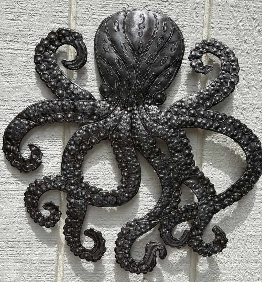 Octopus Metal Wall Art Coastal Living & Beach House Decor Ocean Sea Life Home Decor Nautical Theme