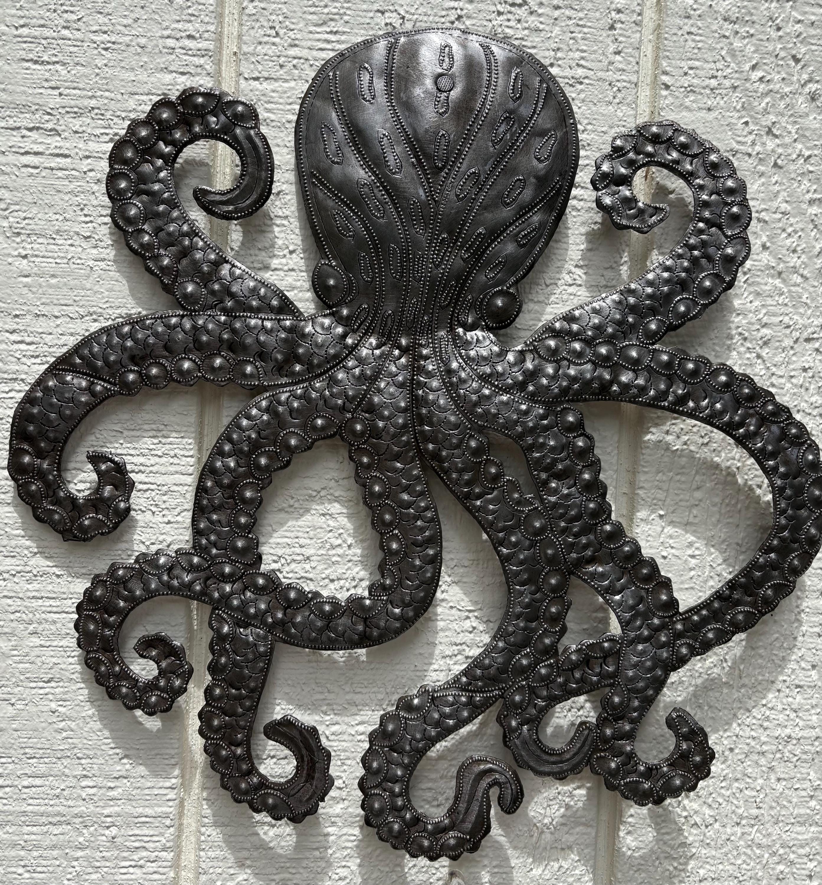 Octopus Metal Wall Art Coastal Living & Beach House Decor Ocean Sea Life Home Decor Nautical Theme