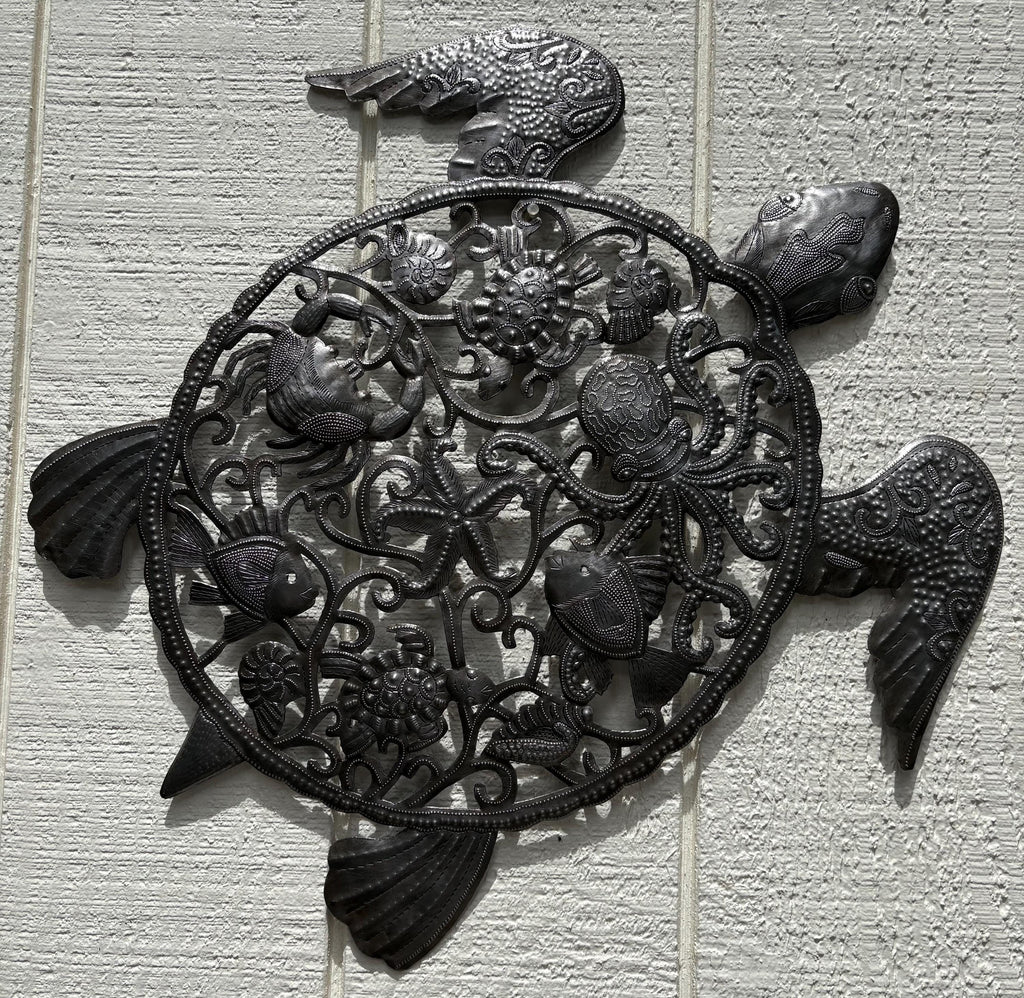 Turtle Metal Wall Art Coastal Living & Beach House Decor Ocean Sea Life Wall Art Nautical Theme, Sea Turtle Art