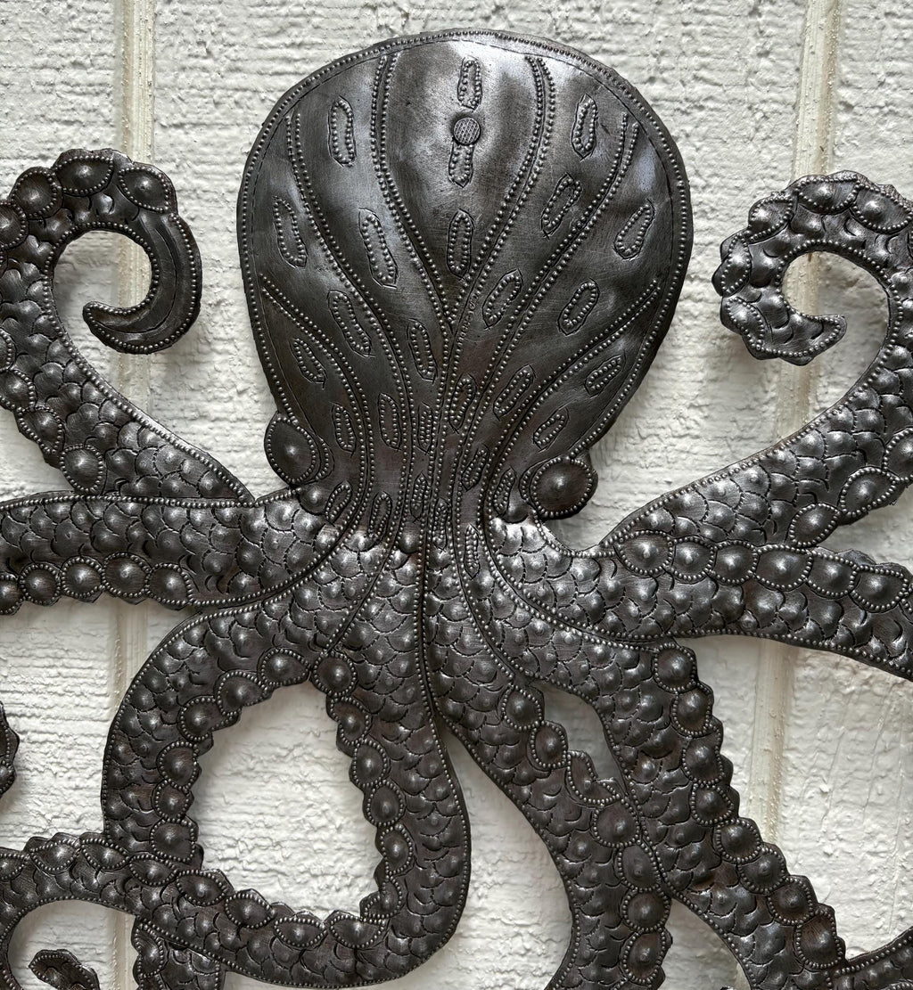 Octopus Metal Wall Art Coastal Living & Beach House Decor Ocean Sea Life Home Decor Nautical Theme