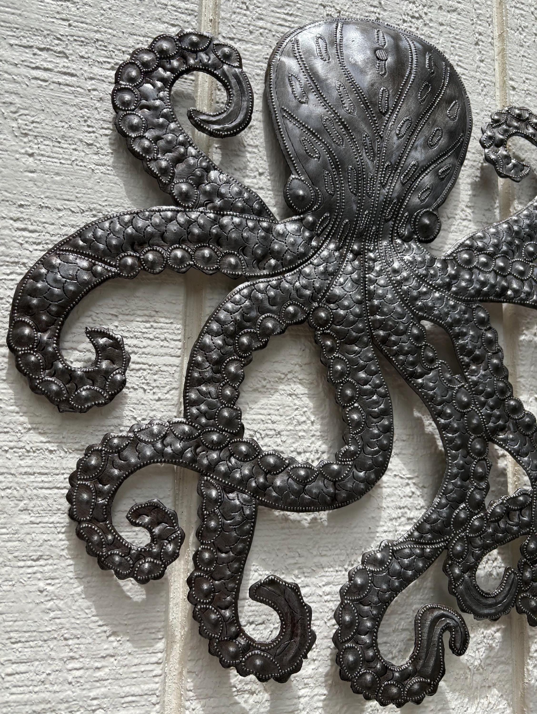 Octopus Metal Wall Art Coastal Living & Beach House Decor Ocean Sea Life Home Decor Nautical Theme