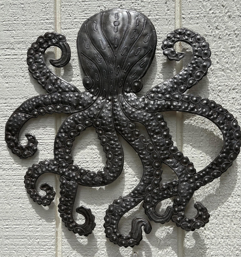 Octopus Metal Wall Art Coastal Living & Beach House Decor Ocean Sea Life Home Decor Nautical Theme
