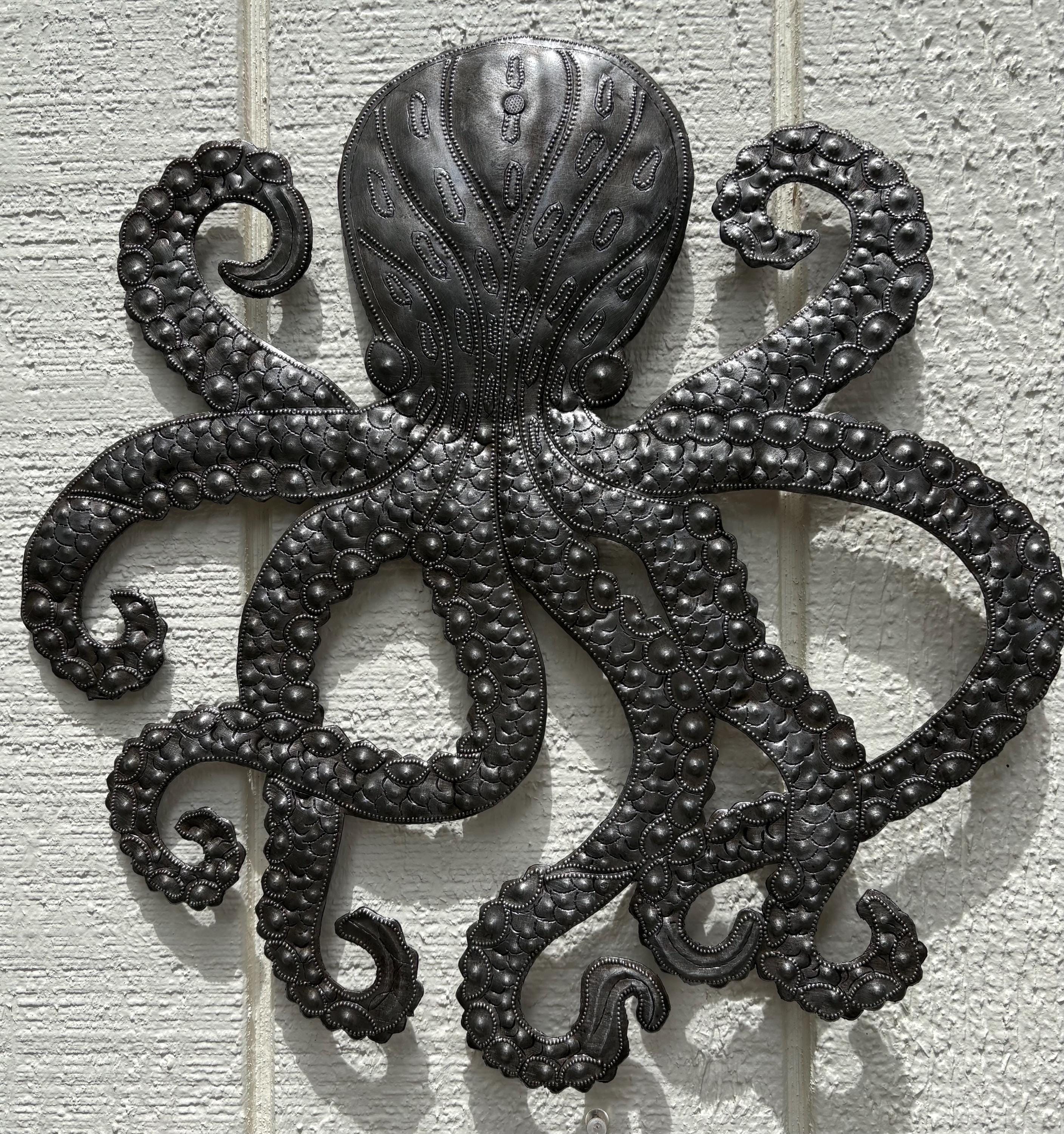 Octopus Metal Wall Art Coastal Living & Beach House Decor Ocean Sea Life Home Decor Nautical Theme