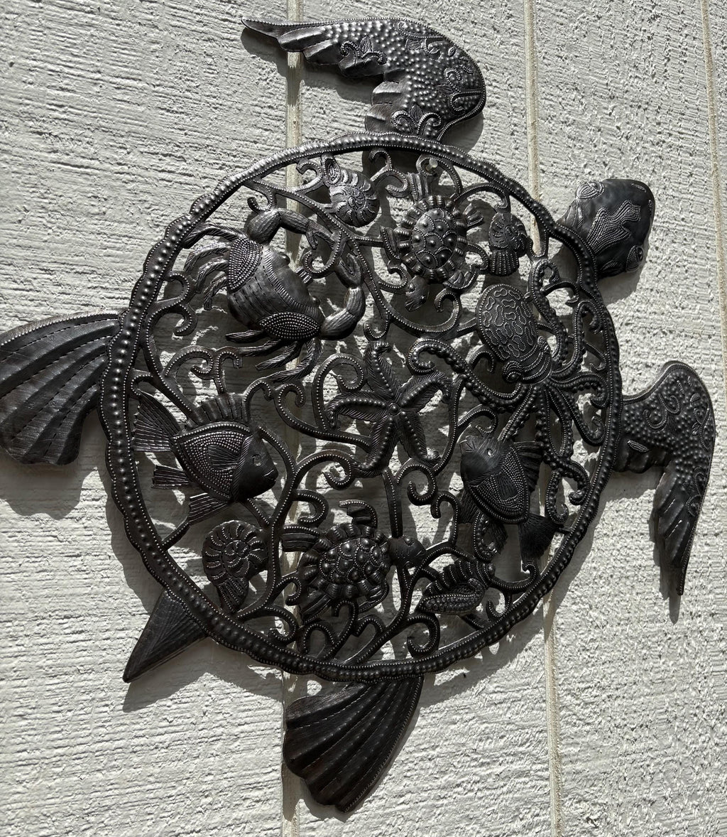 Turtle Metal Wall Art Coastal Living & Beach House Decor Ocean Sea Life Wall Art Nautical Theme, Sea Turtle Art