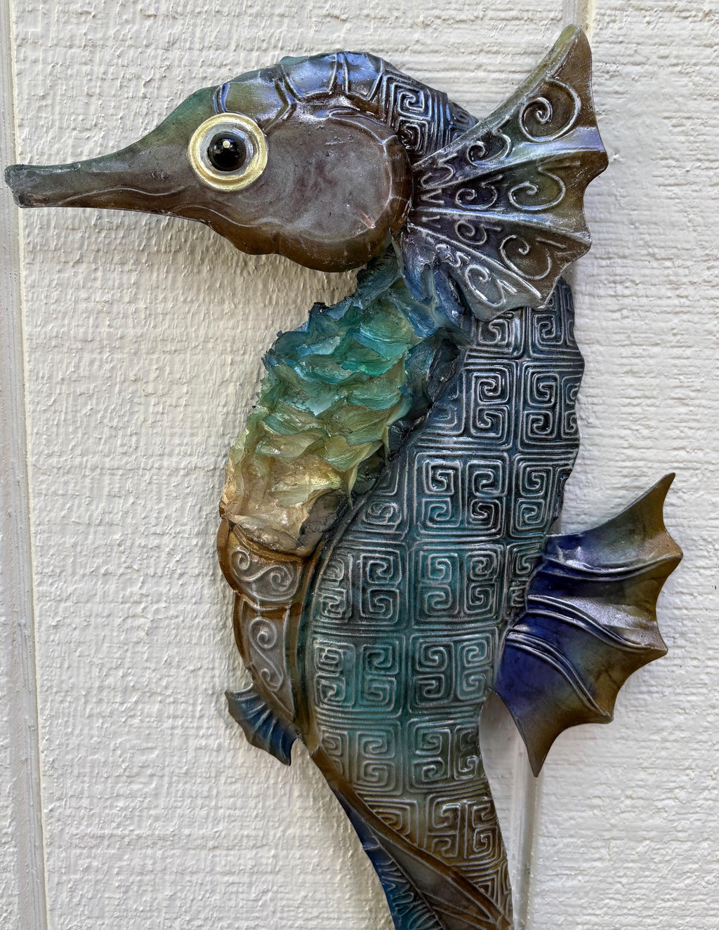 Capiz Shell Seahorse Metal Wall Art, Coastal Beach Decor