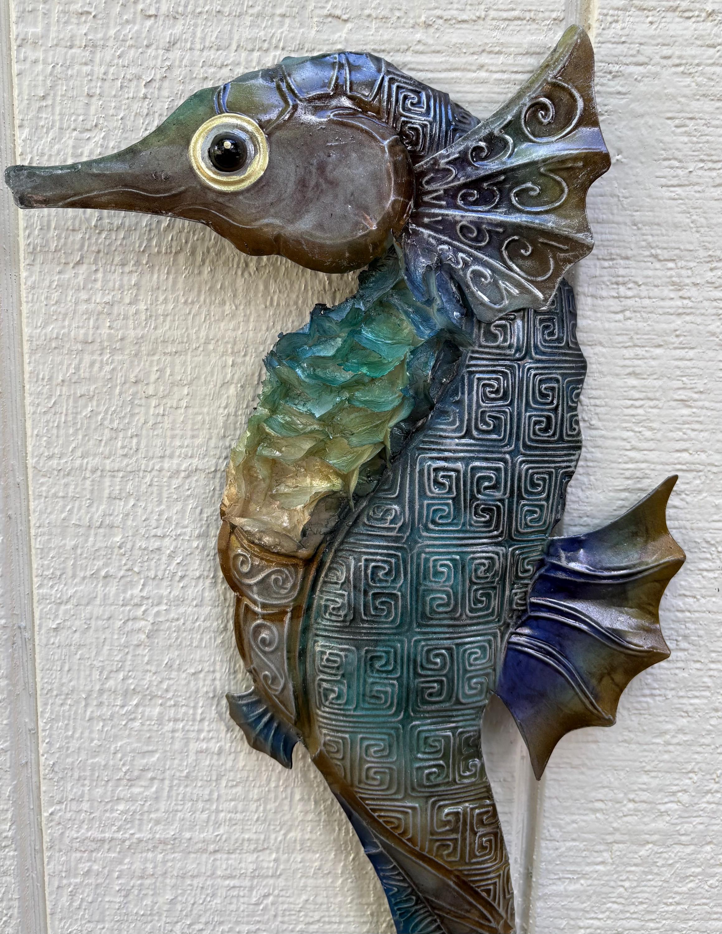 Capiz Shell Seahorse Metal Wall Art, Coastal Beach Decor