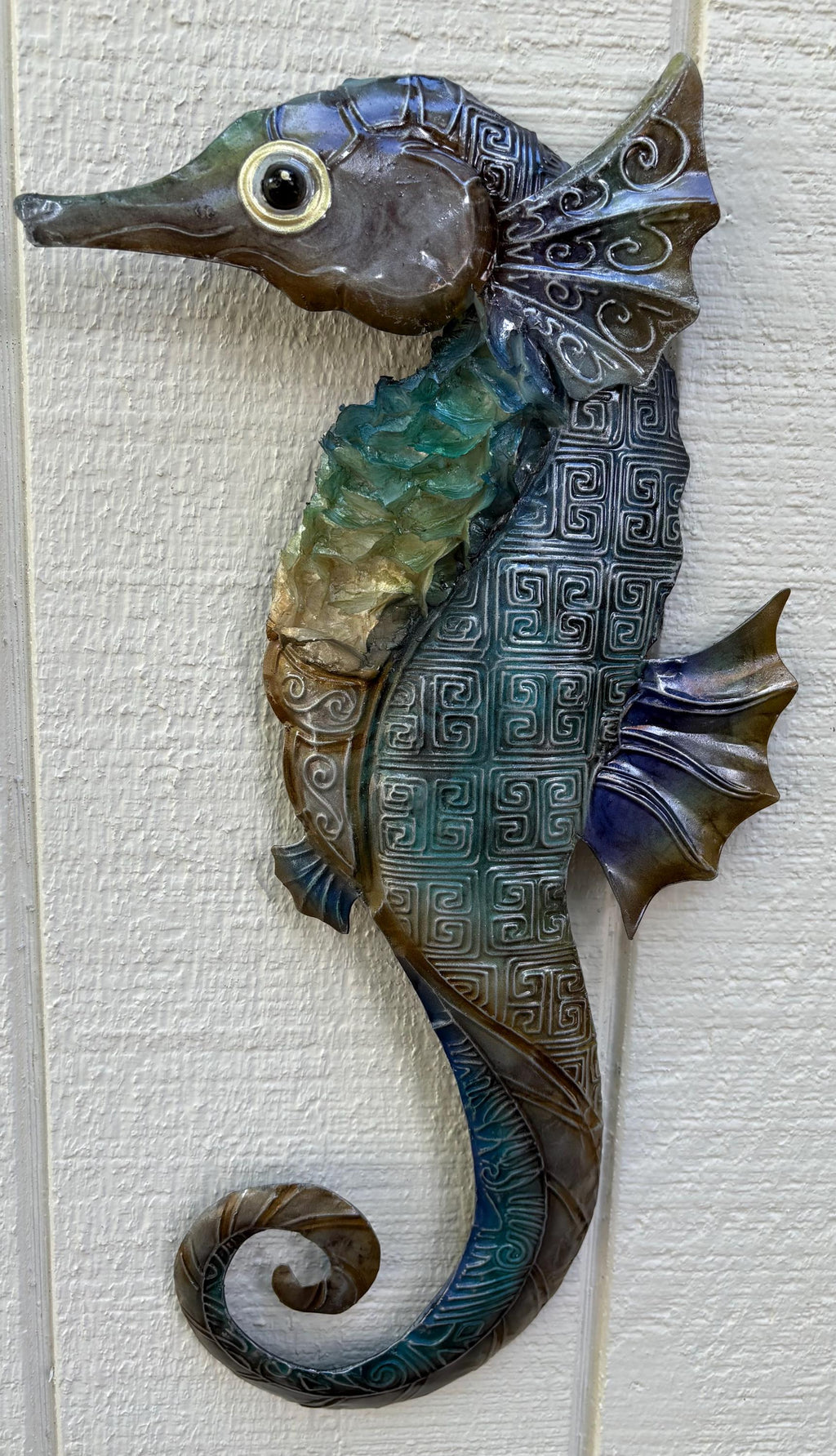 Capiz Shell Seahorse Metal Wall Art, Coastal Beach Decor