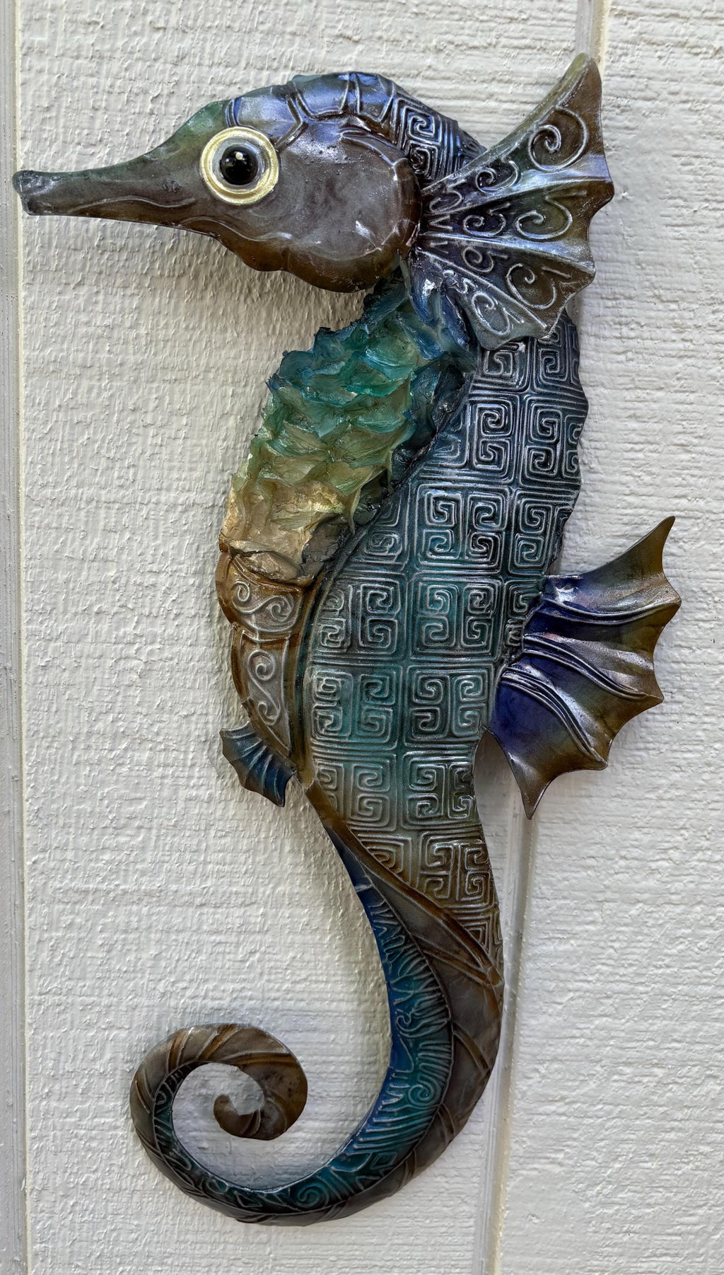Capiz Shell Seahorse Metal Wall Art, Coastal Beach Decor