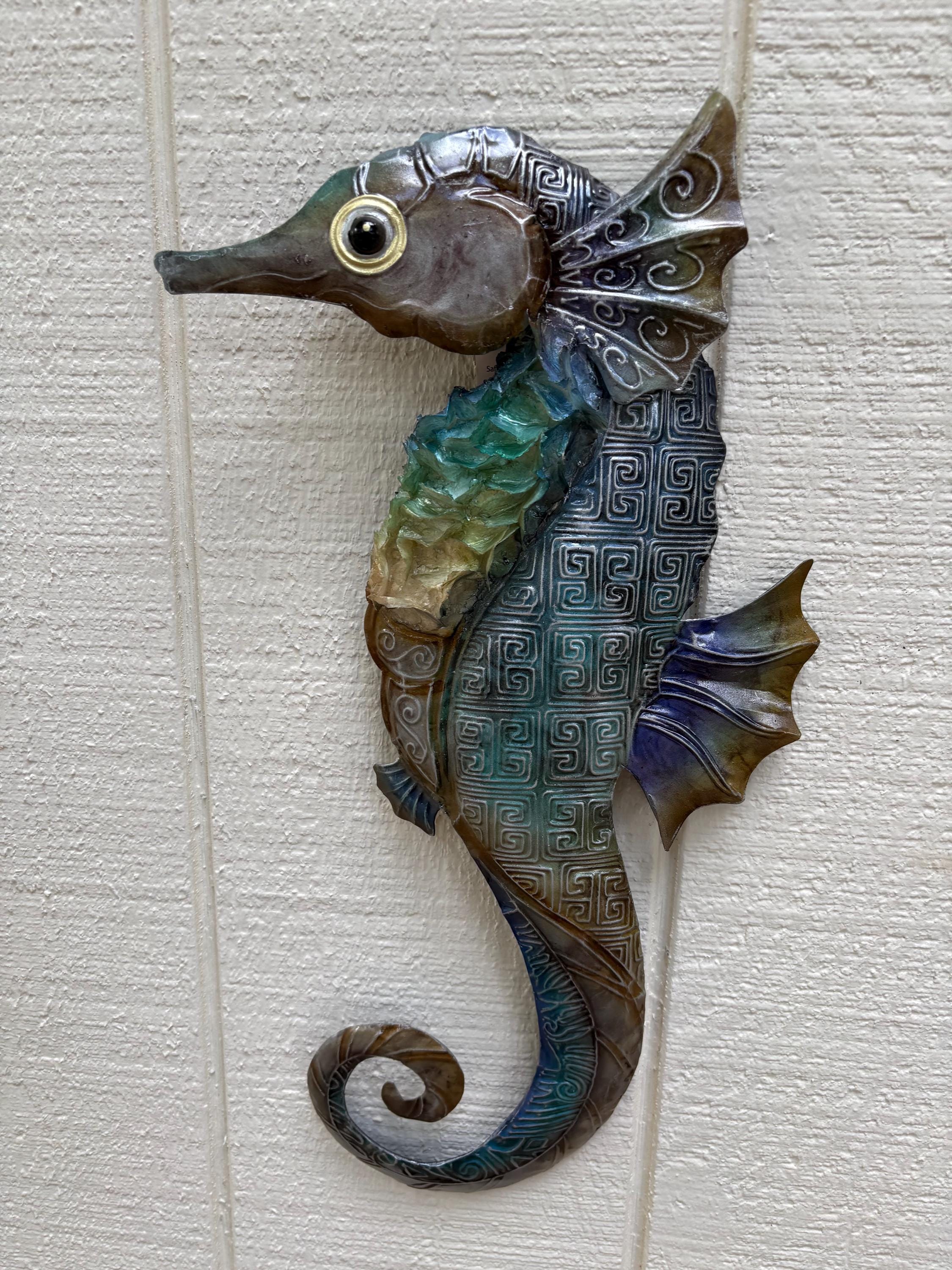 Capiz Shell Seahorse Metal Wall Art, Coastal Beach House Decor