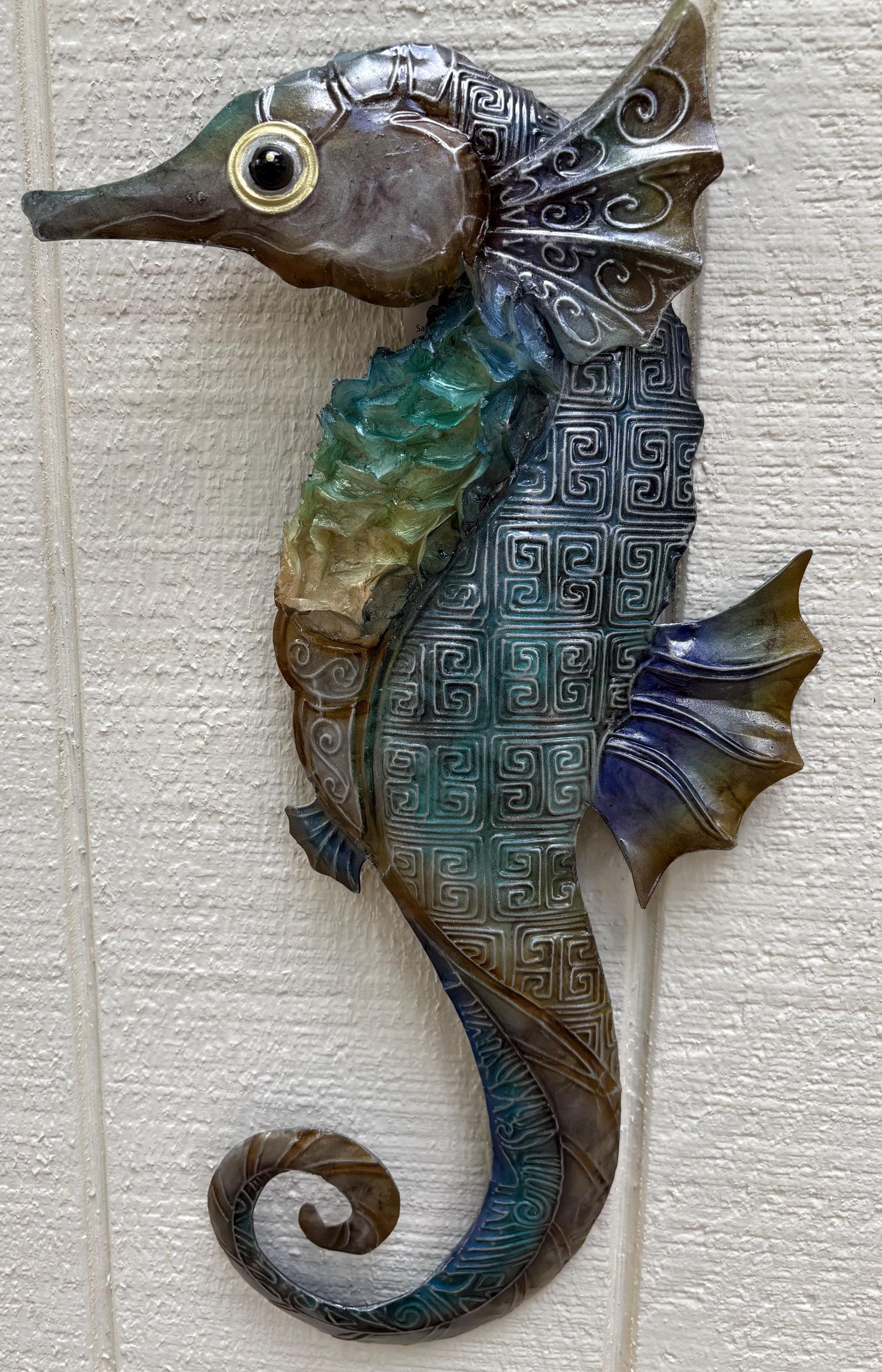 Capiz Shell Seahorse Metal Wall Art, Coastal Beach House Decor