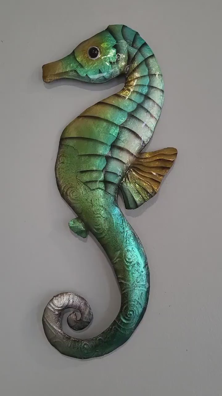Seahorse Tropical Metal Wall Art Made Unique With Capiz Shells Beach And Ocean Themed Home Decor Coastal Touch Nautical Marine Life Decor