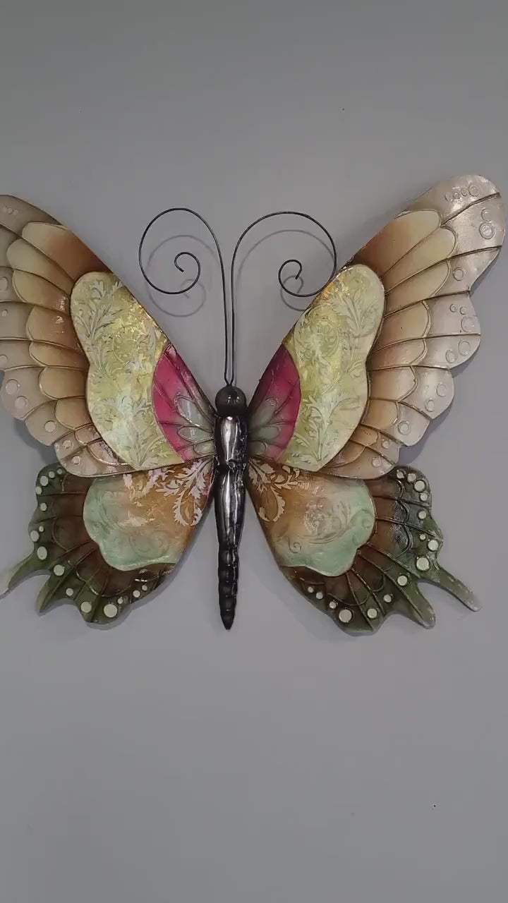 Butterfly Tropical Metal Wall Art Made Unique With Capiz Shells Whimsical Patio And Garden Wall Decor Butterflies  Inspired By Nature