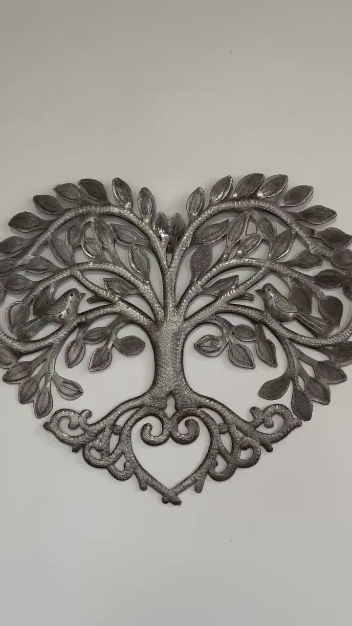 Mystical Tree Of Life Made Out Of Steel Drums Heart Shape Tree Of Love Haitian Metal Wall Art Spiritual Symbol Heart Chakra Healing Energy